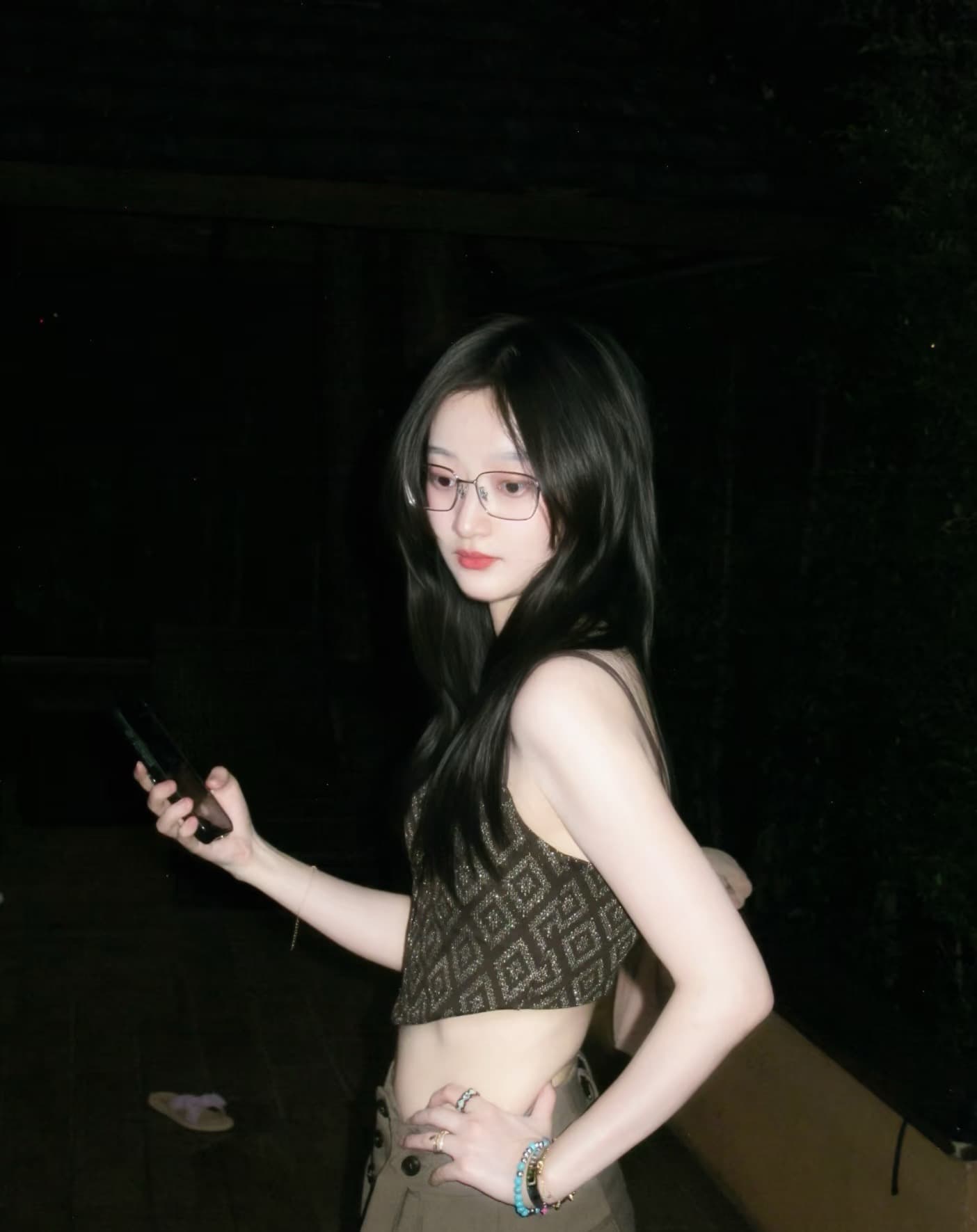 레트로 순수한 욕망 핫걸 슬립 작은 조끼 여성 패션 링 그리드 프린트 몸매 가꾸기 인사이드 가져 가라. 외출용 짧은 맨위 세트