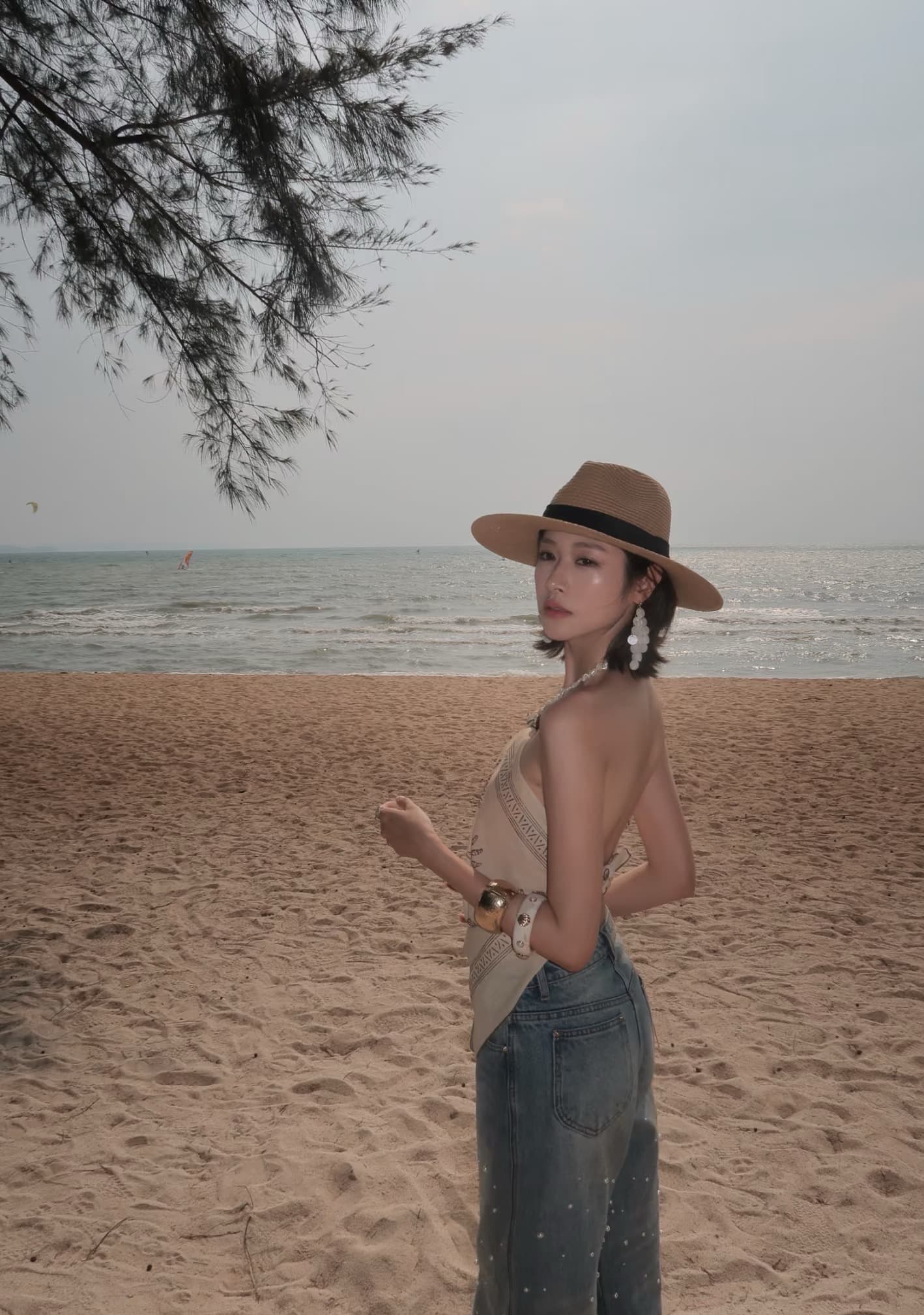 레트로 민족 스타일 행침 목 튜브탑 뽕나무 누에 실크 센스 스카프 스타일 슬립 보헤미안 휴가 바람 핫걸 외출용 상세 이미지 2