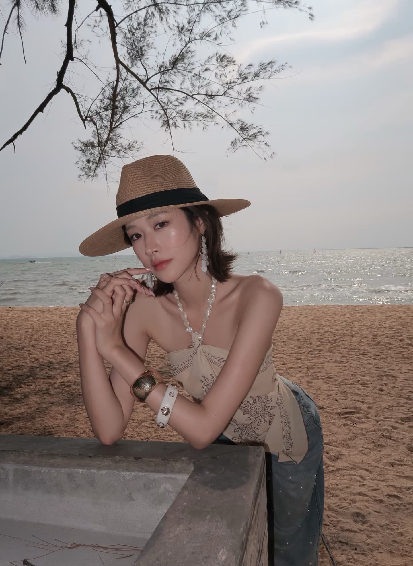 레트로 민족 스타일 행침 목 튜브탑 뽕나무 누에 실크 센스 스카프 스타일 슬립 보헤미안 휴가 바람 핫걸 외출용 상세 이미지 4
