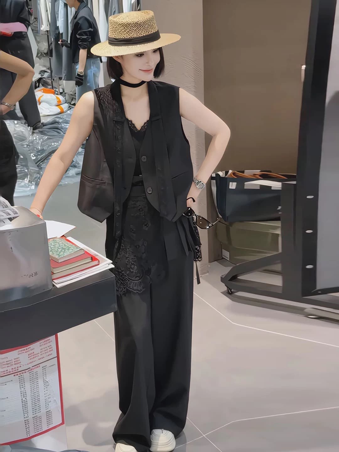 2026 슈퍼 화재 자이언트 잘 생긴 ~ 중 전체 집합 ootd 착용 가져 가라. 출퇴근 정장 베스트 재킷 랩스커트팬츠 바지 세트 여성 상세 이미지 2