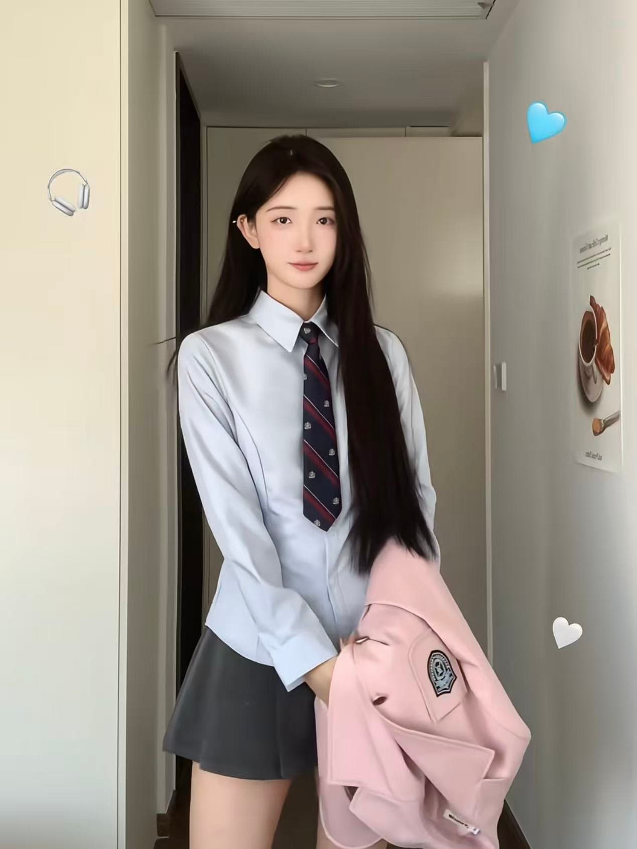 학원 스타일 일본식 jk 유니폼 분말 정장 단추 오픈 가디건 긴팔 회색 미니 스커트 여성 가을 겨울 학교 들어 센스 세트 상세 이미지 5