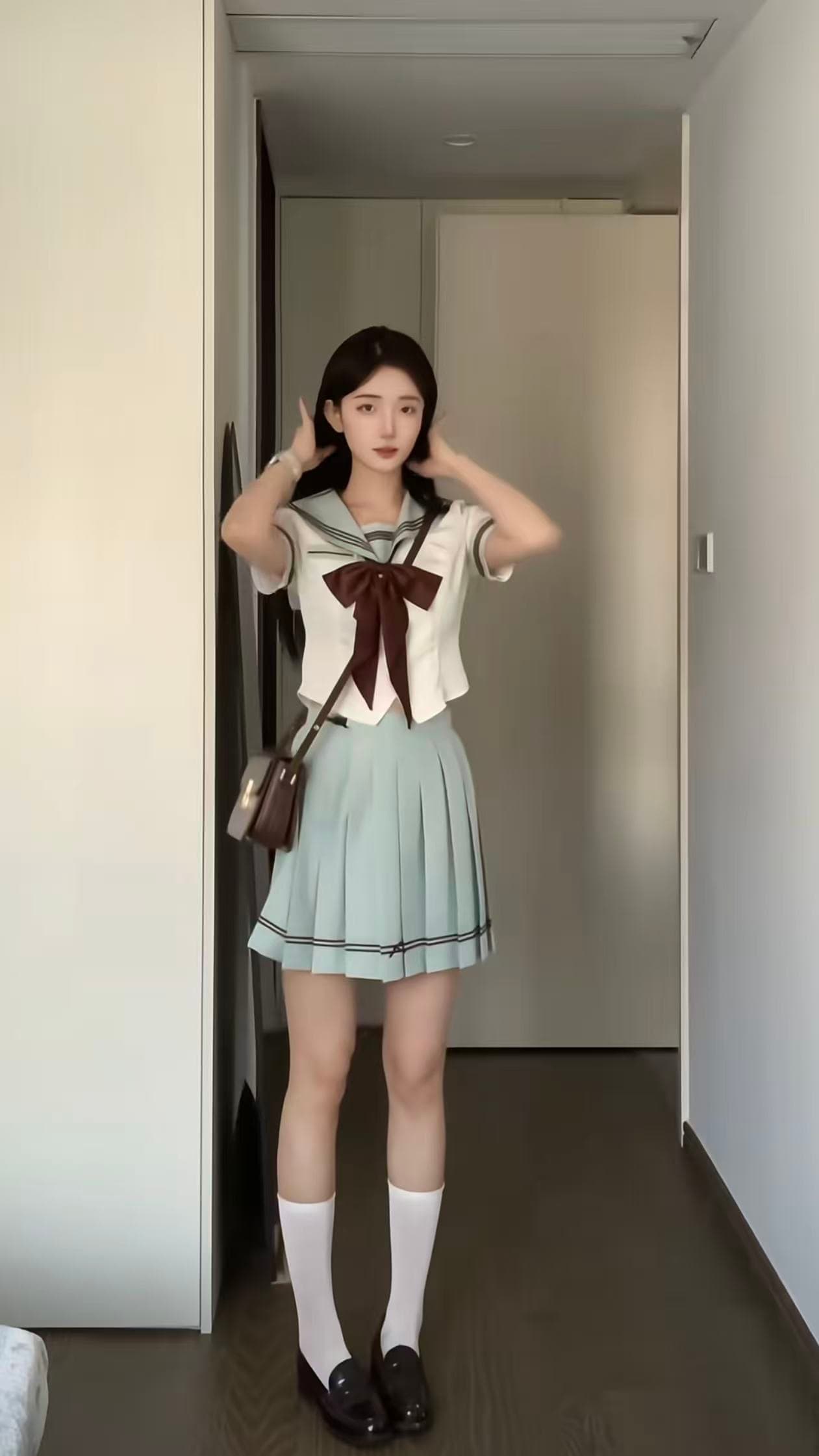 작은 라스베리 jk 허리 수축 세일러복 세트 긴팔 봄 가을 학원 스타일 학교 공급 시스템 서비스 플리츠 스커트 이미지 3