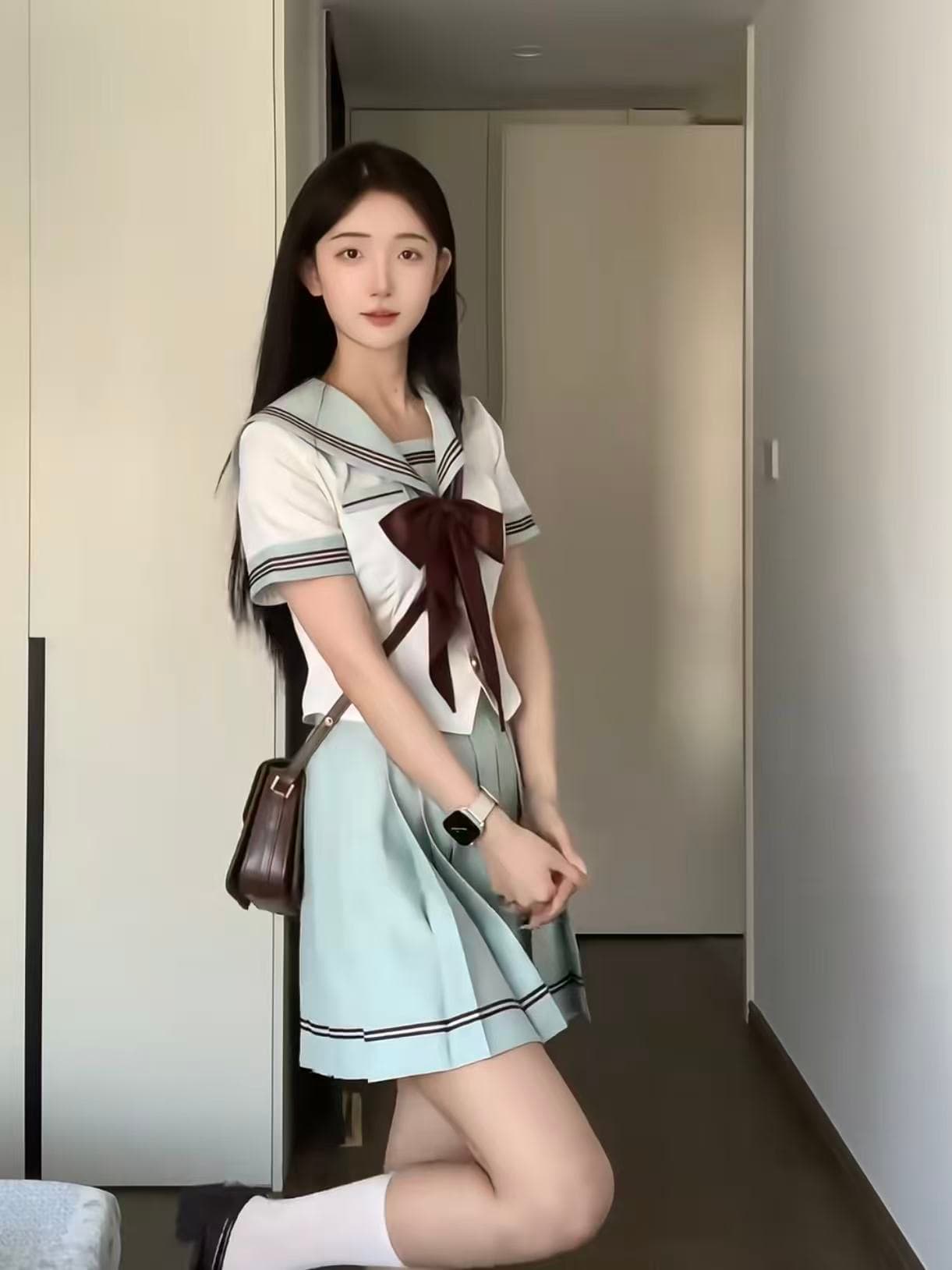 작은 라스베리 jk 허리 수축 세일러복 세트 긴팔 봄 가을 학원 스타일 학교 공급 시스템 서비스 플리츠 스커트 상세 이미지 5