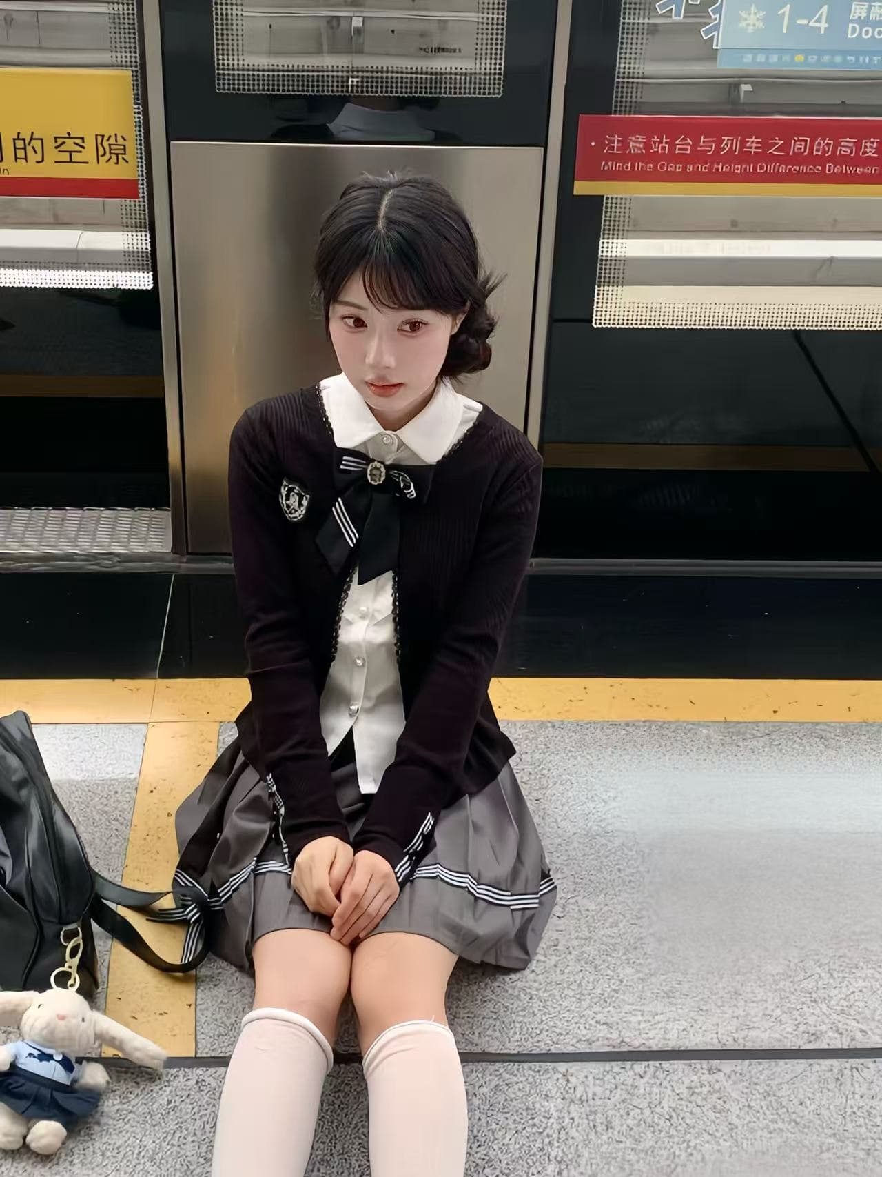 실사 한 부서 학원 스타일 세트 jk 유니폼 오픈 가디건 플리츠 스커트 여성 셔츠 봄 여름 이미지 4