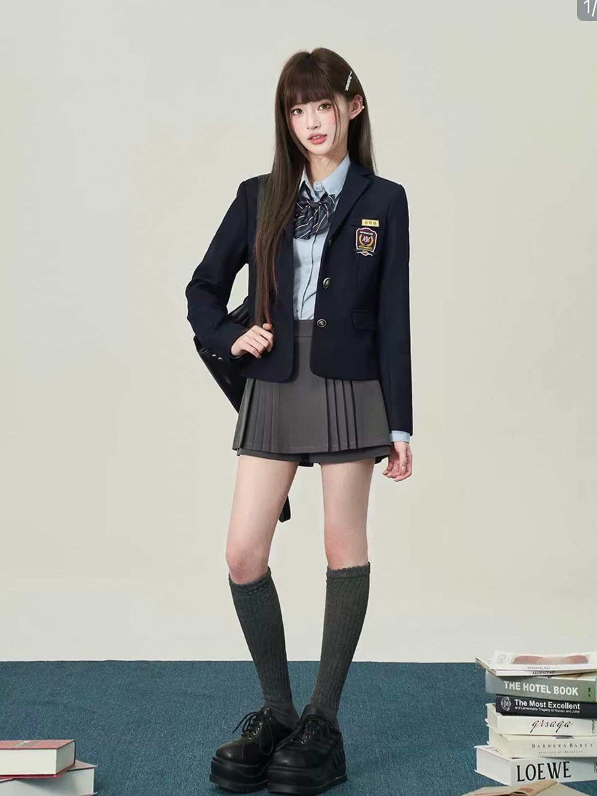 꽃 벨 아내 오리지널 jk 유니폼 청 탄 대한 스타일 유니폼 조끼 여자 니트 스택 착용 학원 스타일 상세 이미지 2