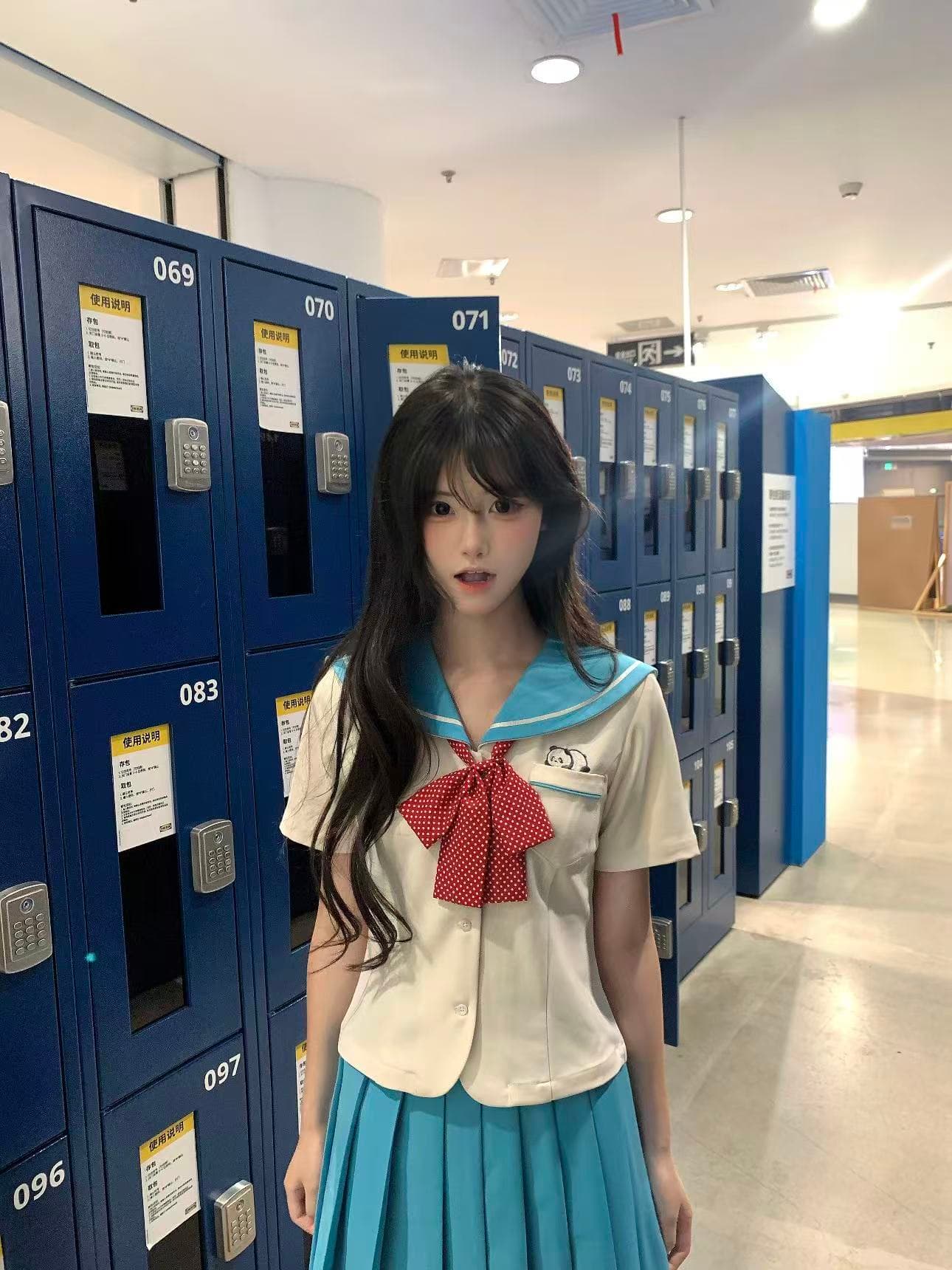 자동차 PCT 어린이 jk 봄날 사역 작은 해바라기 오리지널 일본식 학원 스타일 세일러복 허리 수축 맨위 플리츠 치마 세트