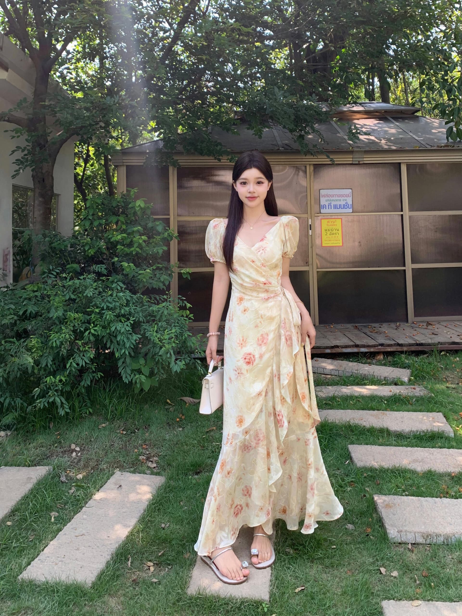 실사 빅 사이즈 여름 낭만주의 ~ 중 치마 하나 슬라이스 스트랩 프랑스식 낭만주의 프린트 드레스 상세 이미지 19