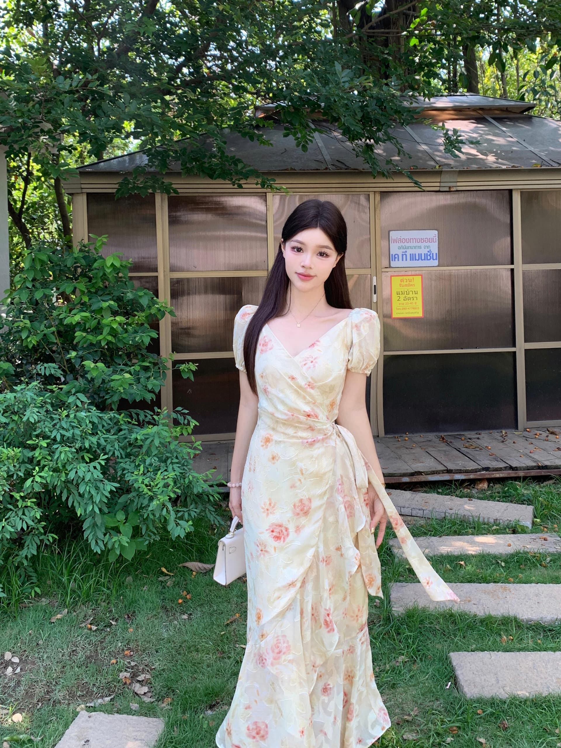 실사 빅 사이즈 여름 낭만주의 ~ 중 치마 하나 슬라이스 스트랩 프랑스식 낭만주의 프린트 드레스 상세 이미지 26