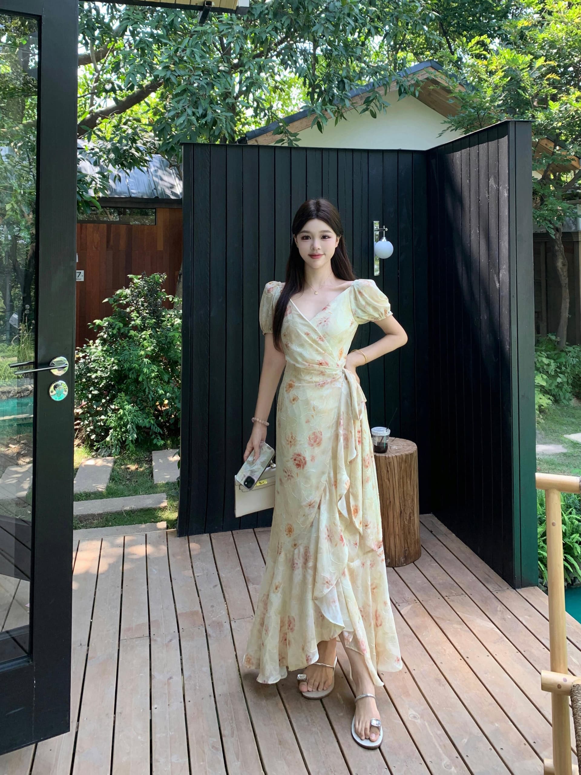 실사 빅 사이즈 여름 낭만주의 ~ 중 치마 하나 슬라이스 스트랩 프랑스식 낭만주의 프린트 드레스 상세 이미지 28