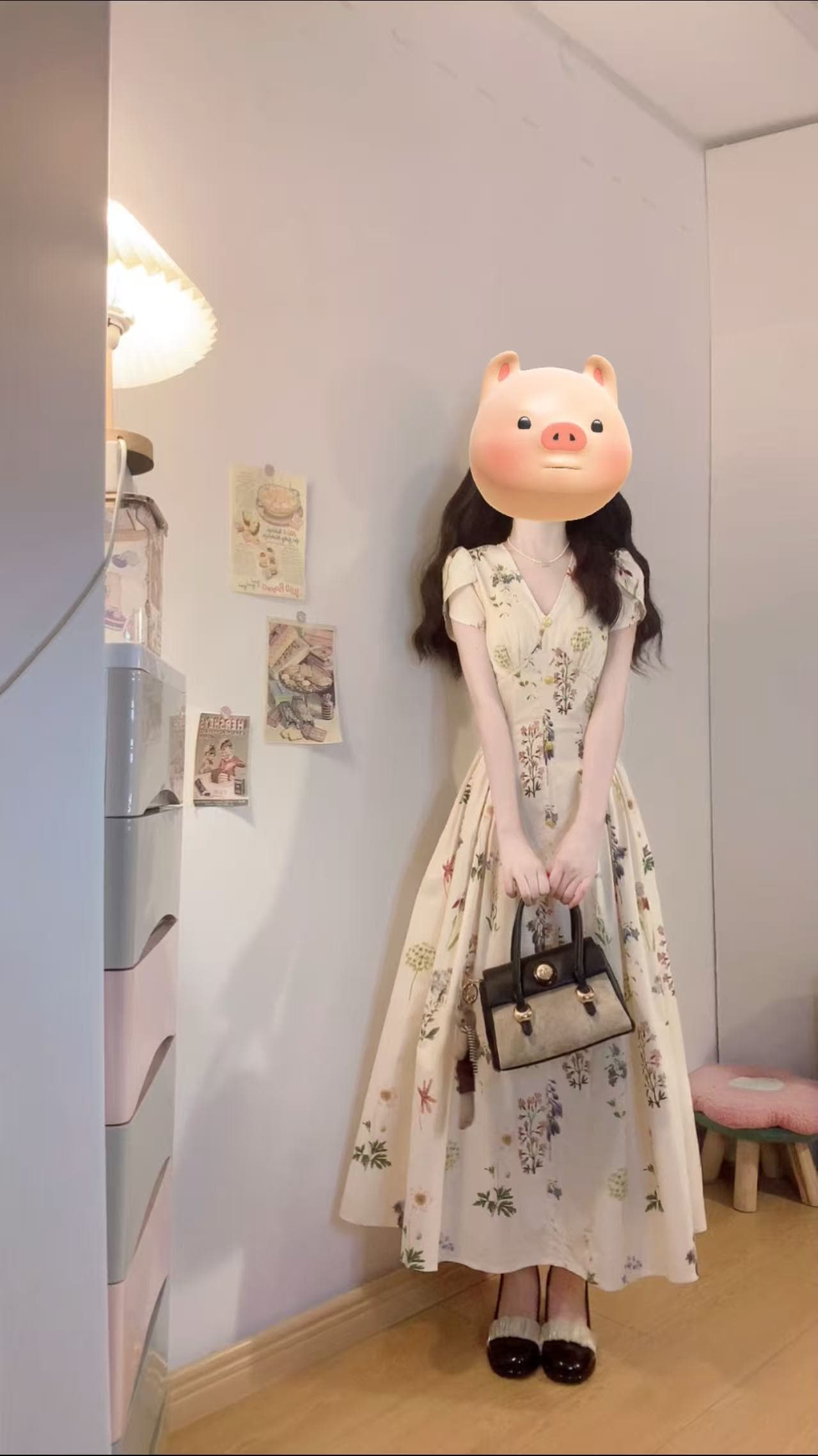 실사 빅 사이즈 프랑스식 레트로 식물 프린트 여성 드레스 여름 작은 대중 디자인 센스 휴가 바람 상세 이미지 5