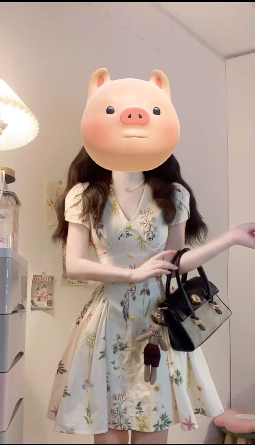 실사 빅 사이즈 프랑스식 레트로 식물 프린트 여성 드레스 여름 작은 대중 디자인 센스 휴가 바람 상세 이미지 8