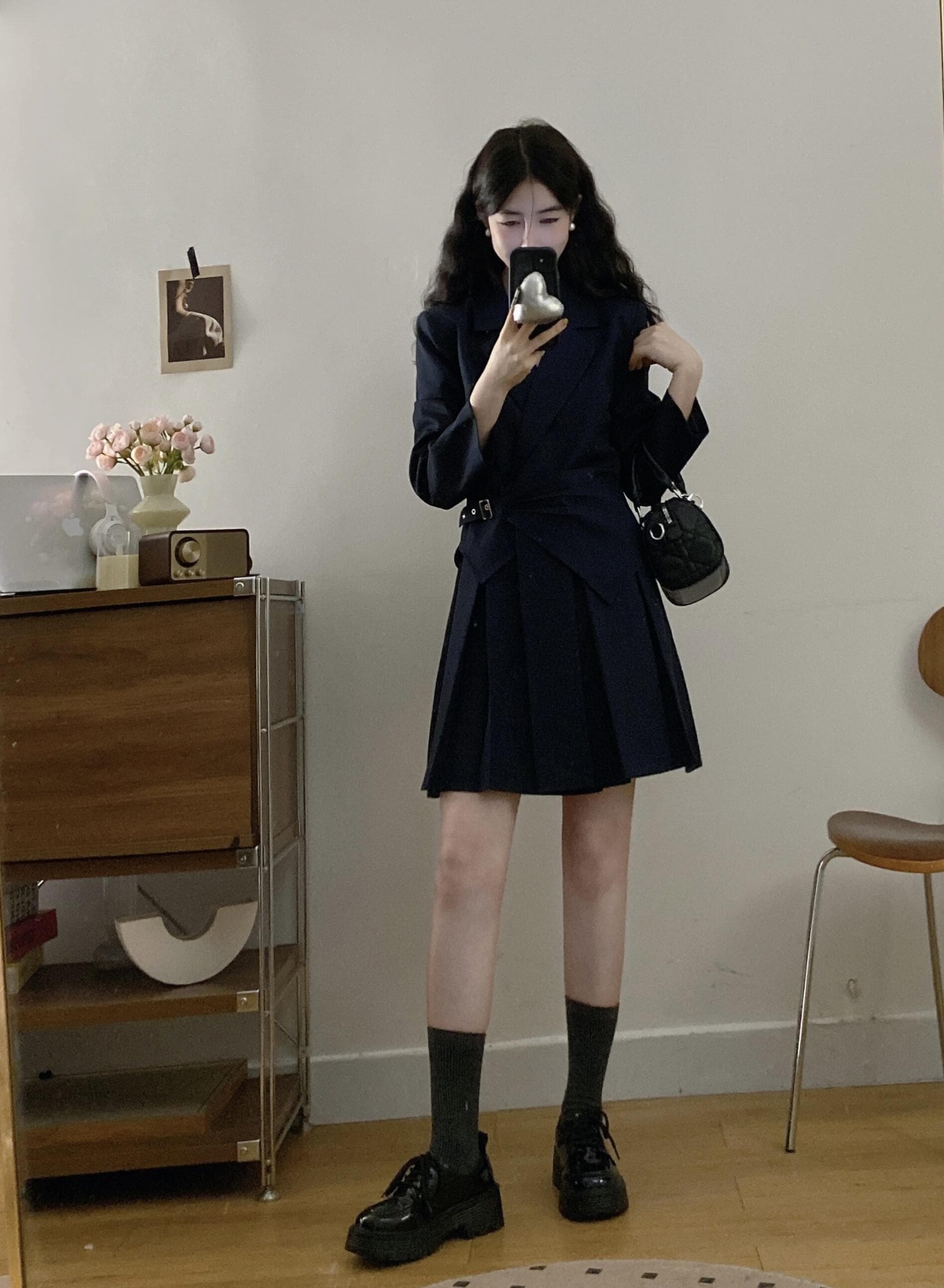 실사 빅 사이즈 새로운 외국 가스 연령 감소 슬림해 보이는 페이크 레이어드 블레이저 반신 스커트 여성 패션 품격 드레스 상세 이미지 20