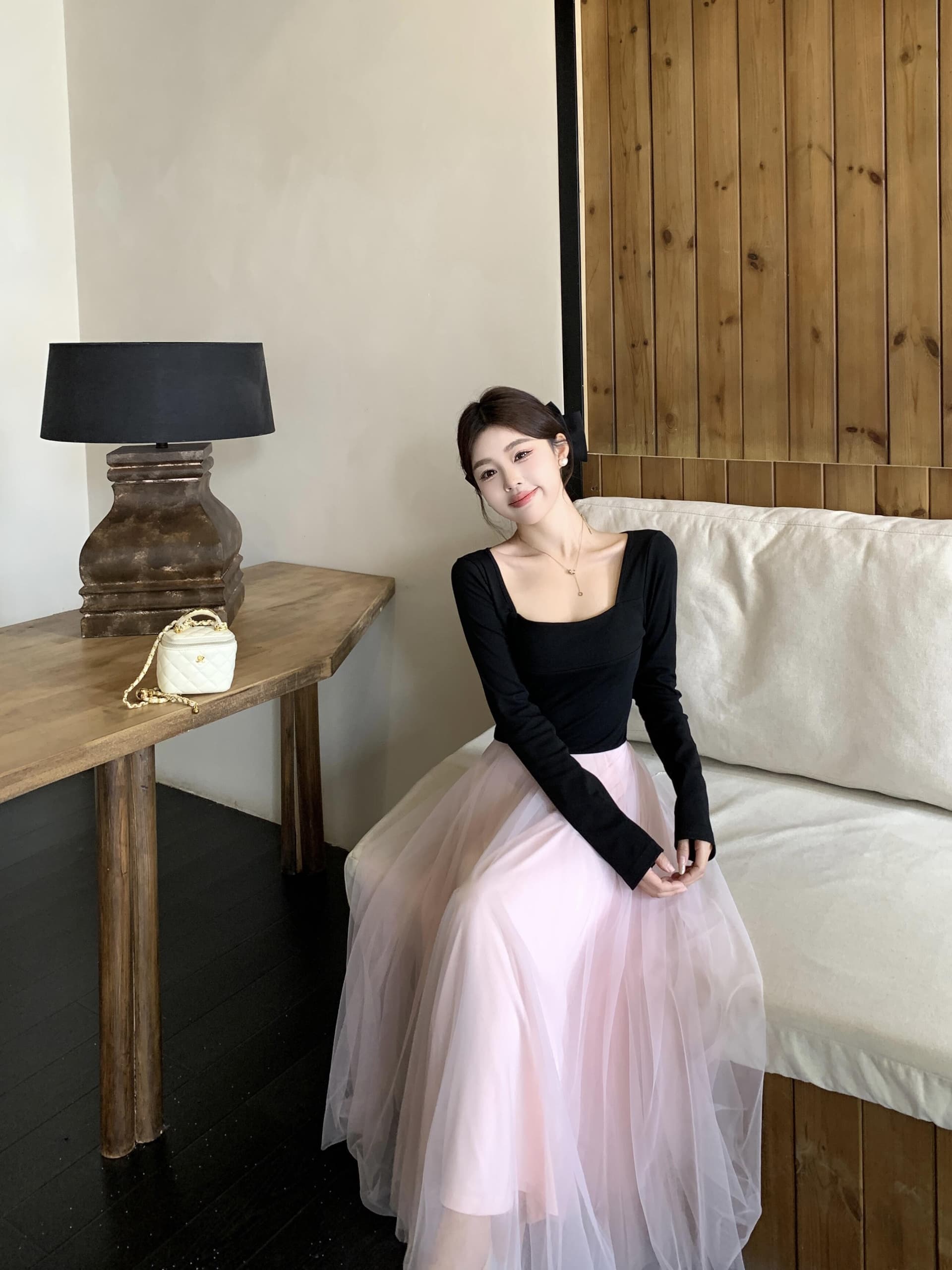 실사 빅 사이즈 프랑스식 발레 바람 배색 패치워크 하이웨이스트 드레스 가을 겨울 2025 새로운 천 골드 센스 기본 스커트 상세 이미지 10