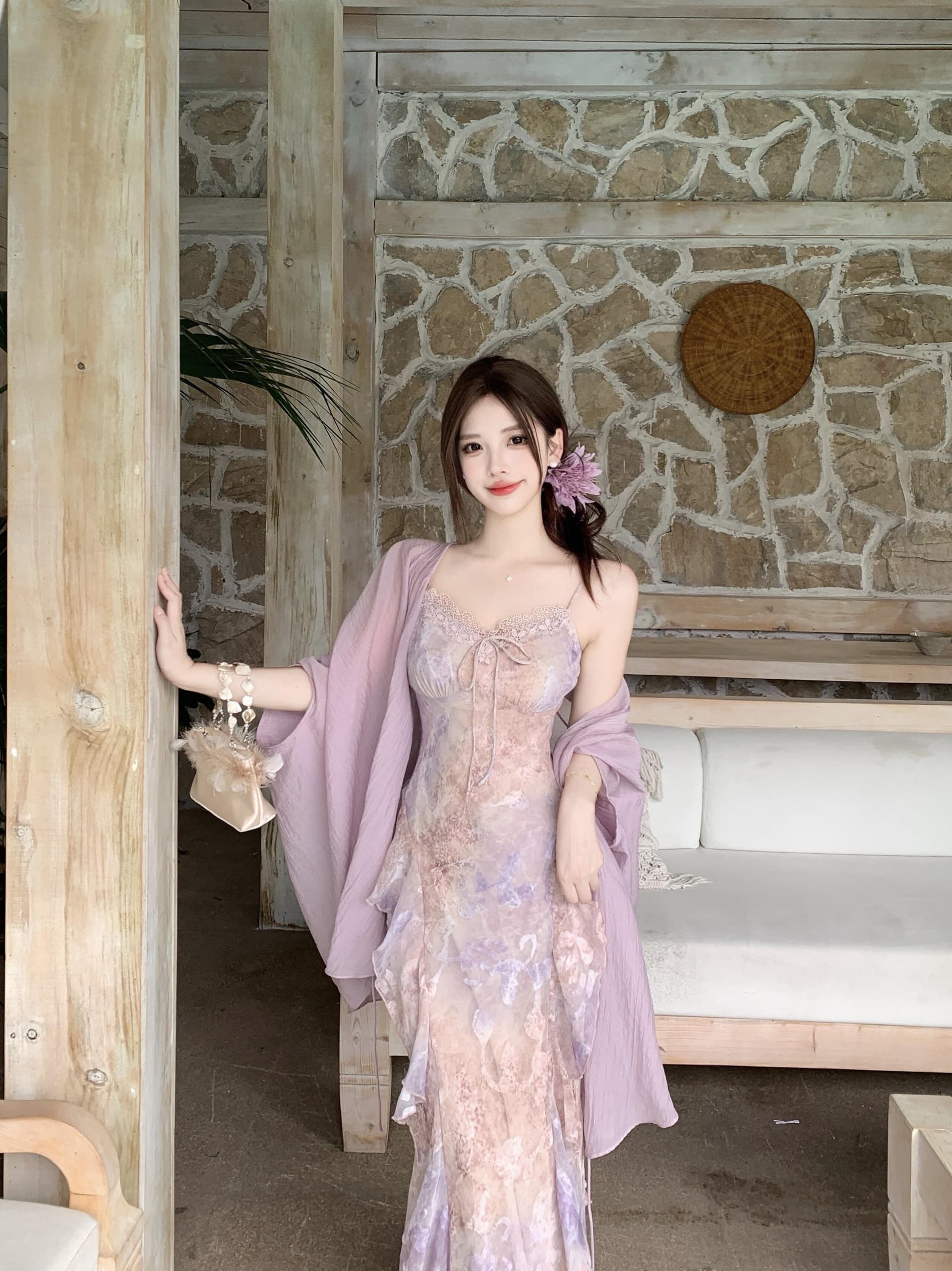 실사 빅 사이즈 여름 새로운 수 있습니다. 조정 몸매 가꾸기 슬림해 보이는 연꽃 잎 작은 꽃무늬 품격 순수한 욕망 바람 슬립 드레스 상세 이미지 8