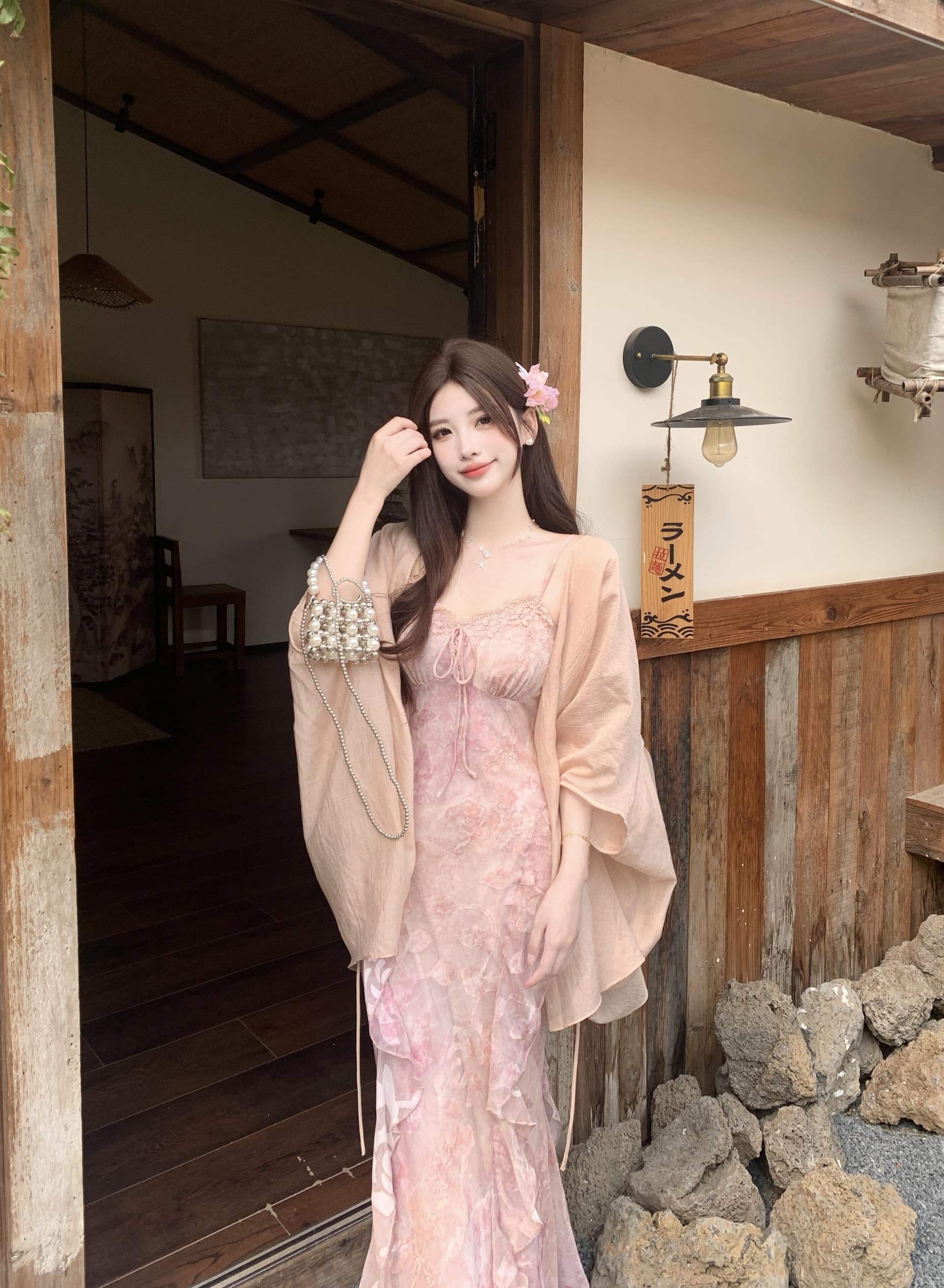 실사 빅 사이즈 여름 새로운 수 있습니다. 조정 몸매 가꾸기 슬림해 보이는 연꽃 잎 작은 꽃무늬 품격 순수한 욕망 바람 슬립 드레스 상세 이미지 17