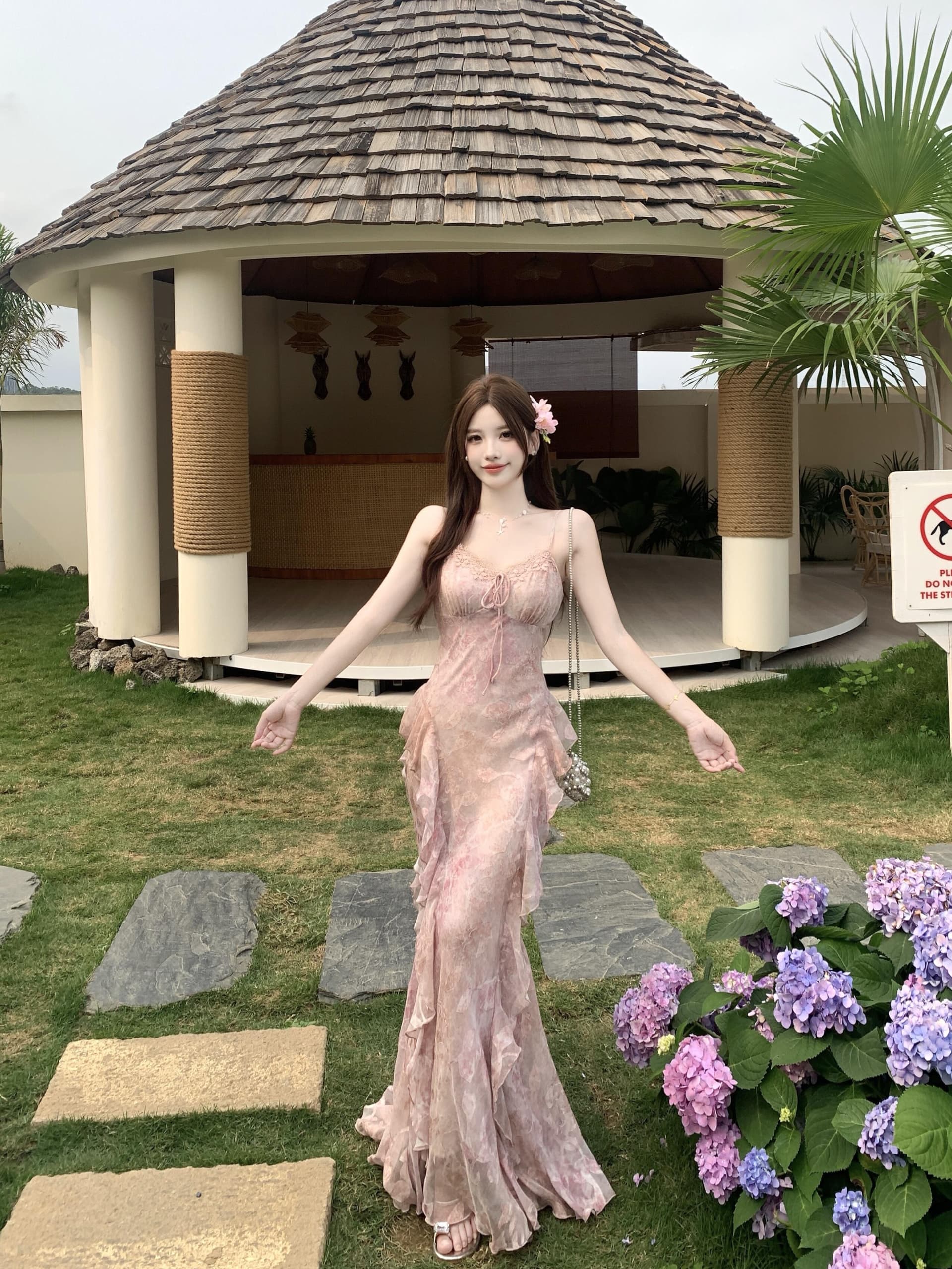 실사 빅 사이즈 여름 새로운 수 있습니다. 조정 몸매 가꾸기 슬림해 보이는 연꽃 잎 작은 꽃무늬 품격 순수한 욕망 바람 슬립 드레스 상세 이미지 22