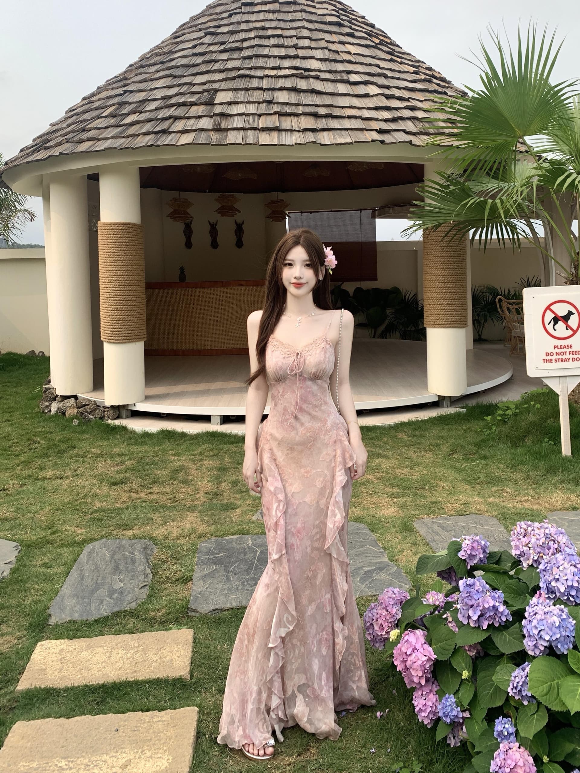 실사 빅 사이즈 여름 새로운 수 있습니다. 조정 몸매 가꾸기 슬림해 보이는 연꽃 잎 작은 꽃무늬 품격 순수한 욕망 바람 슬립 드레스 상세 이미지 23