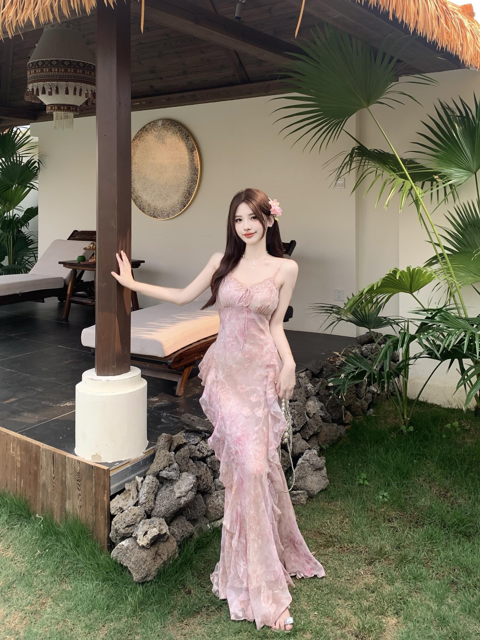 실사 빅 사이즈 여름 새로운 수 있습니다. 조정 몸매 가꾸기 슬림해 보이는 연꽃 잎 작은 꽃무늬 품격 순수한 욕망 바람 슬립 드레스 상세 이미지 25