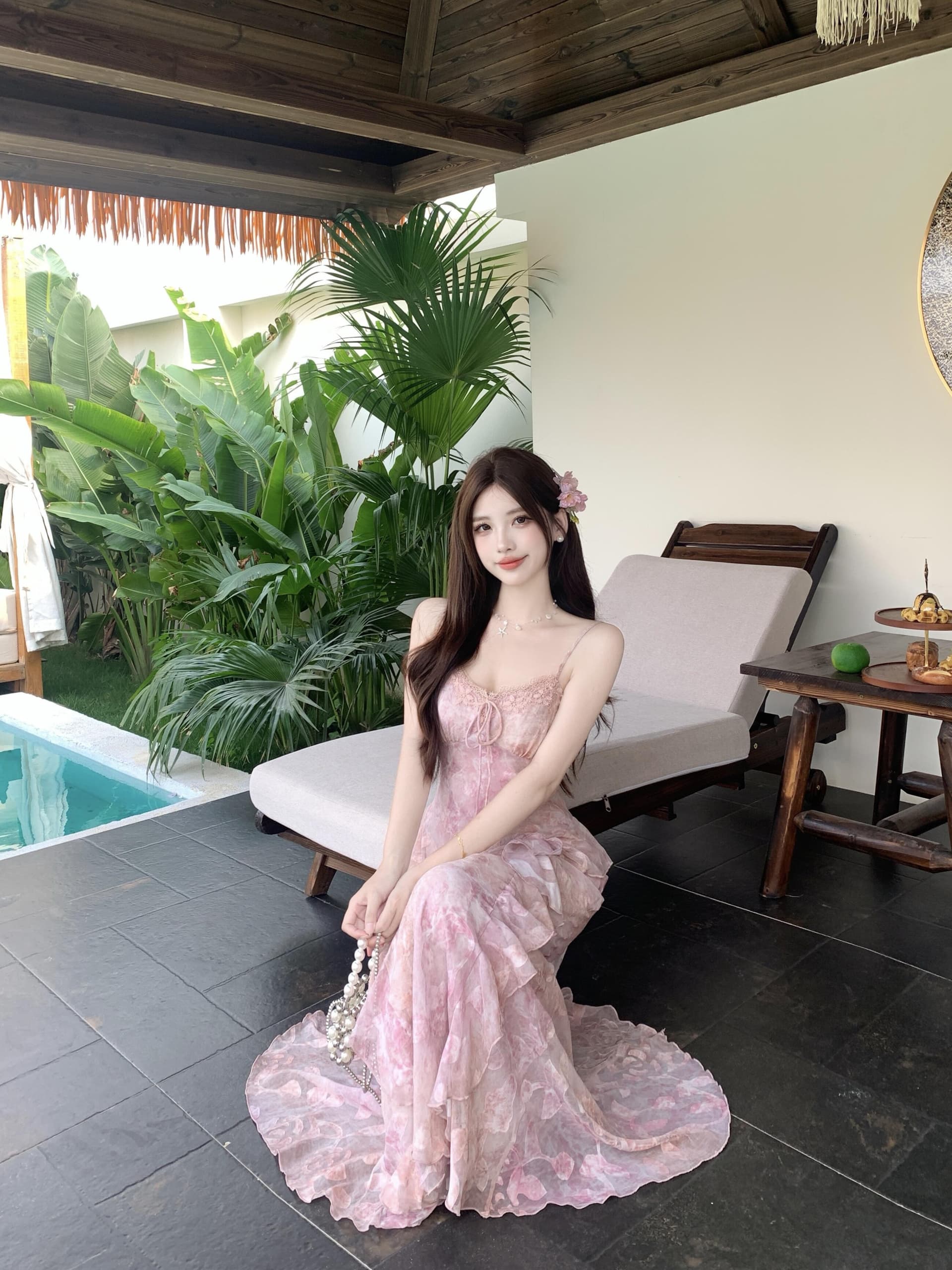 실사 빅 사이즈 여름 새로운 수 있습니다. 조정 몸매 가꾸기 슬림해 보이는 연꽃 잎 작은 꽃무늬 품격 순수한 욕망 바람 슬립 드레스 상세 이미지 26