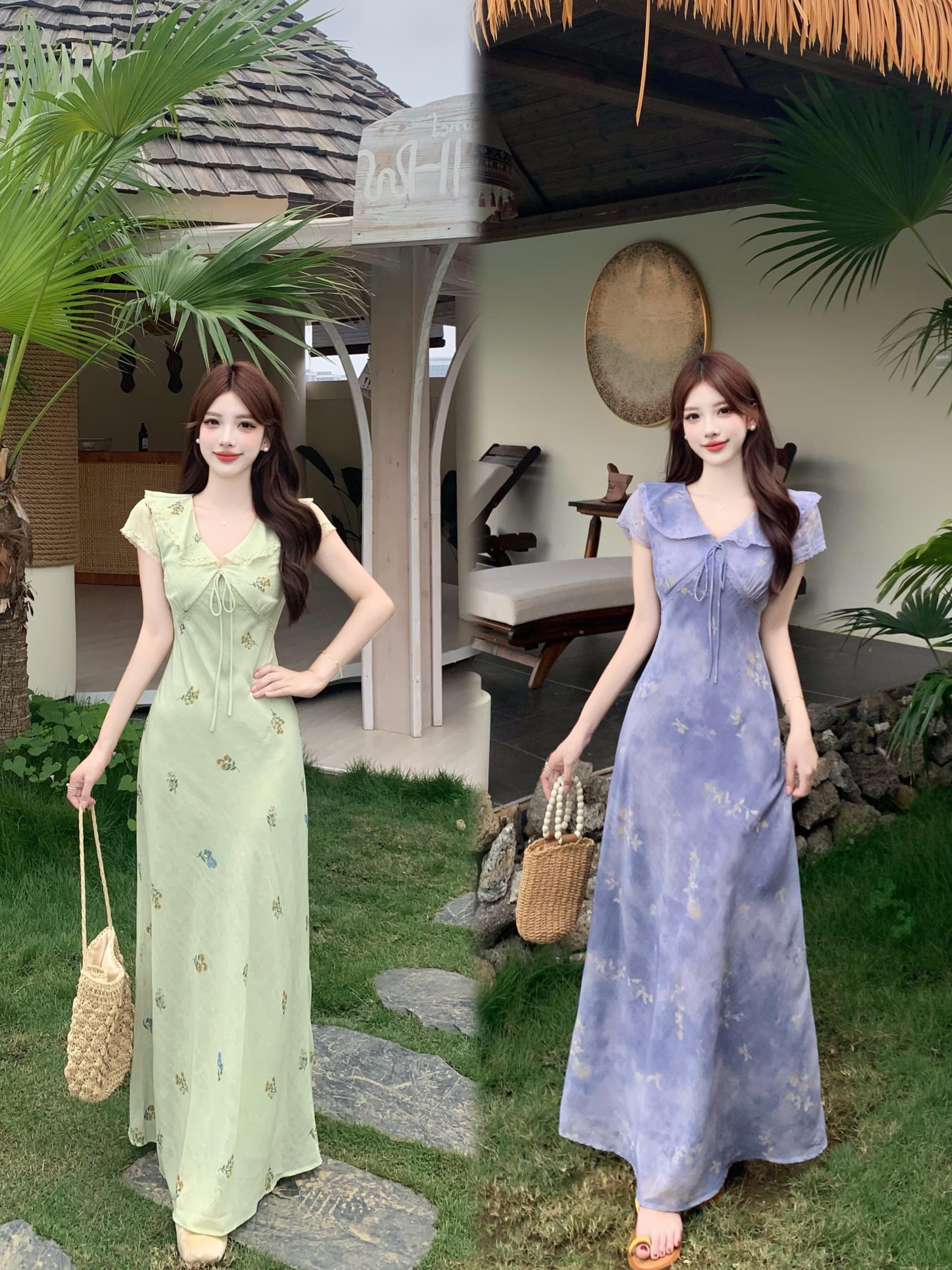 실사 빅 사이즈 프릴 V넥 레이스업 꽃무늬 치마 한 부서 품격 부드러운 달콤함 우아함 몸매 가꾸기 여성 드레스 상세 이미지 26