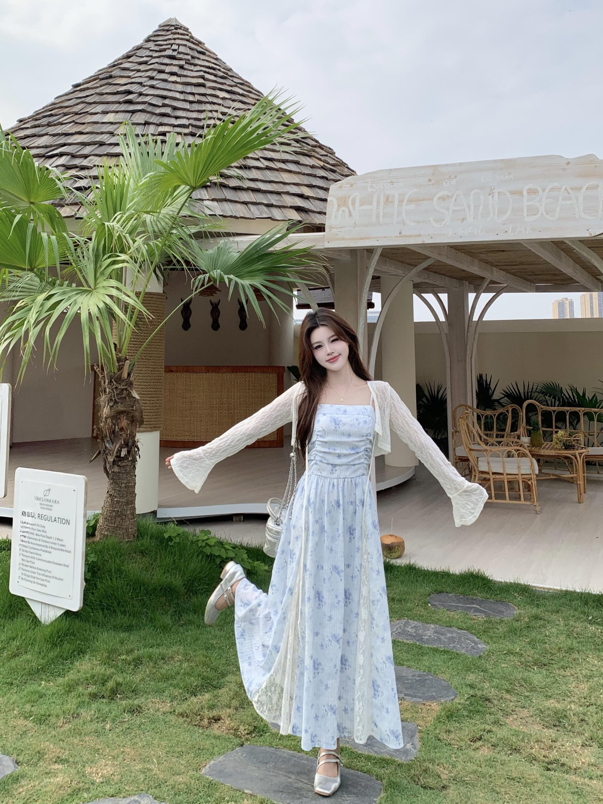 실사 빅 사이즈 여름 프랑스식 하이웨이스트 꽃무늬 슬립 여성 드레스 2026 새로운 오픈 가디건 투피스 세트 상세 이미지 11