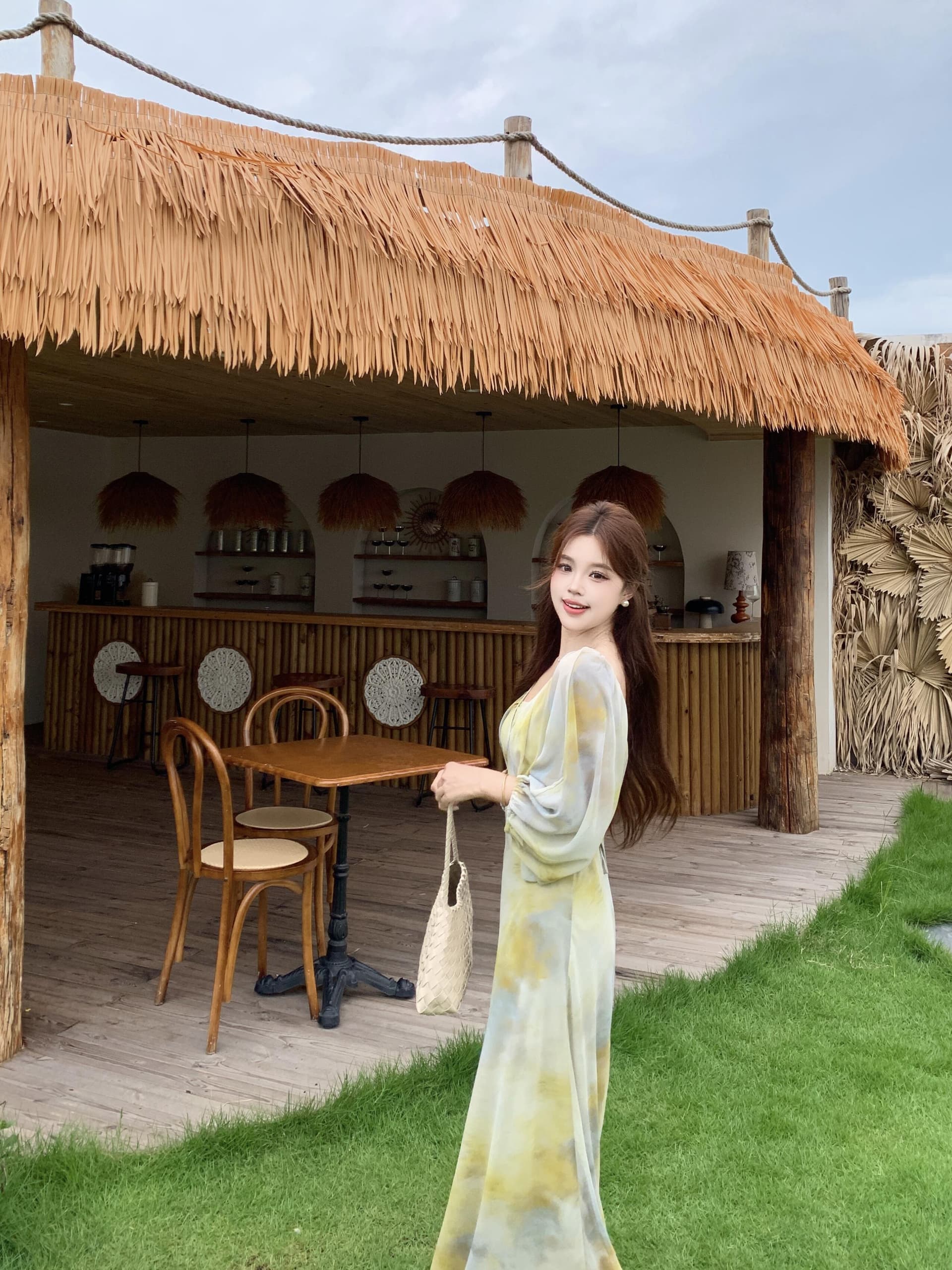 실사 빅 사이즈 꽃무늬 쉬폰 여성 드레스 하이웨이스트 5 점 소매 휴가 차가운 센스 도루 센스 길다 치마 상세 이미지 21