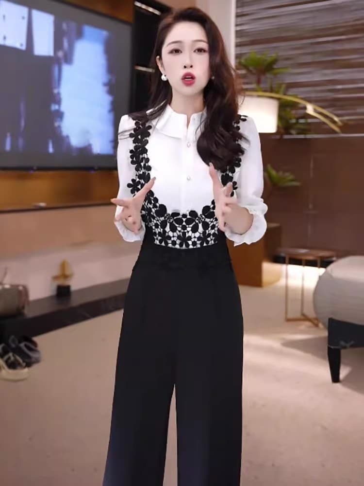 홀로우 아웃 레이스 디자인 자이언트 잘 생긴 절묘한 고급 멜빵 바지 2026 이른 봄 폭발 유럽 역 점프 슈트 상세 이미지 5