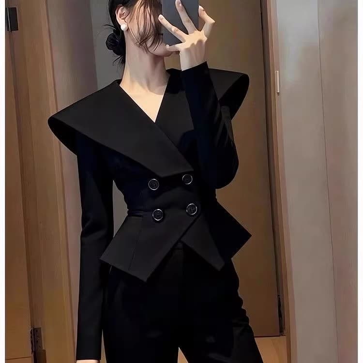 품격 고급 센스 검정색 허리 수축 재킷 2025 겨울 폭발 그레이트 봐라. 프랑스식 고급 사소한 짧은 맨위 여성 상세 이미지 6