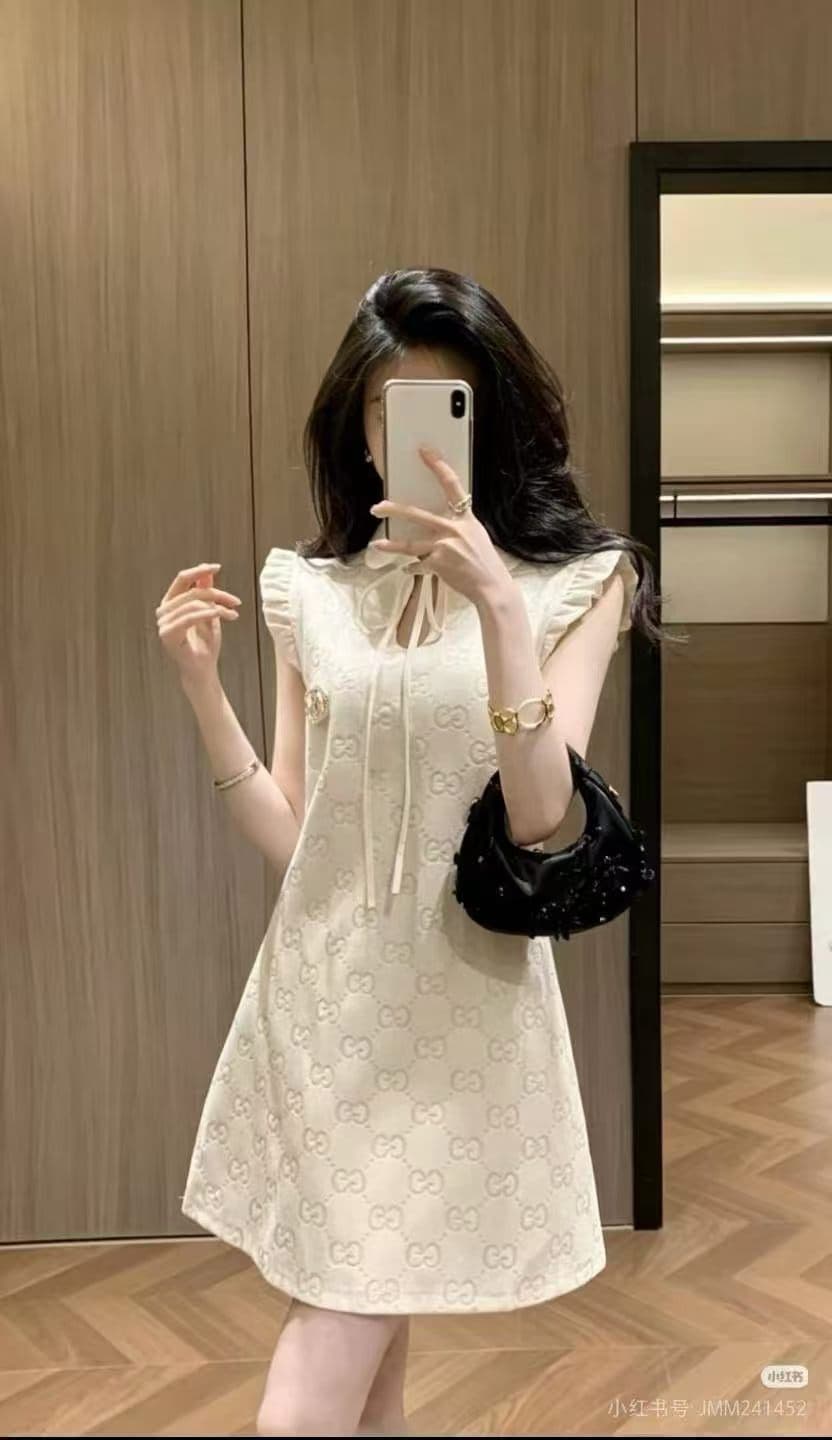2026 여름 새로운 부드러운 바람 베이비 칼라 민소매 여성 드레스 여름 쇼트 스타일 레이스업 캐주얼 치마 상세 이미지 1