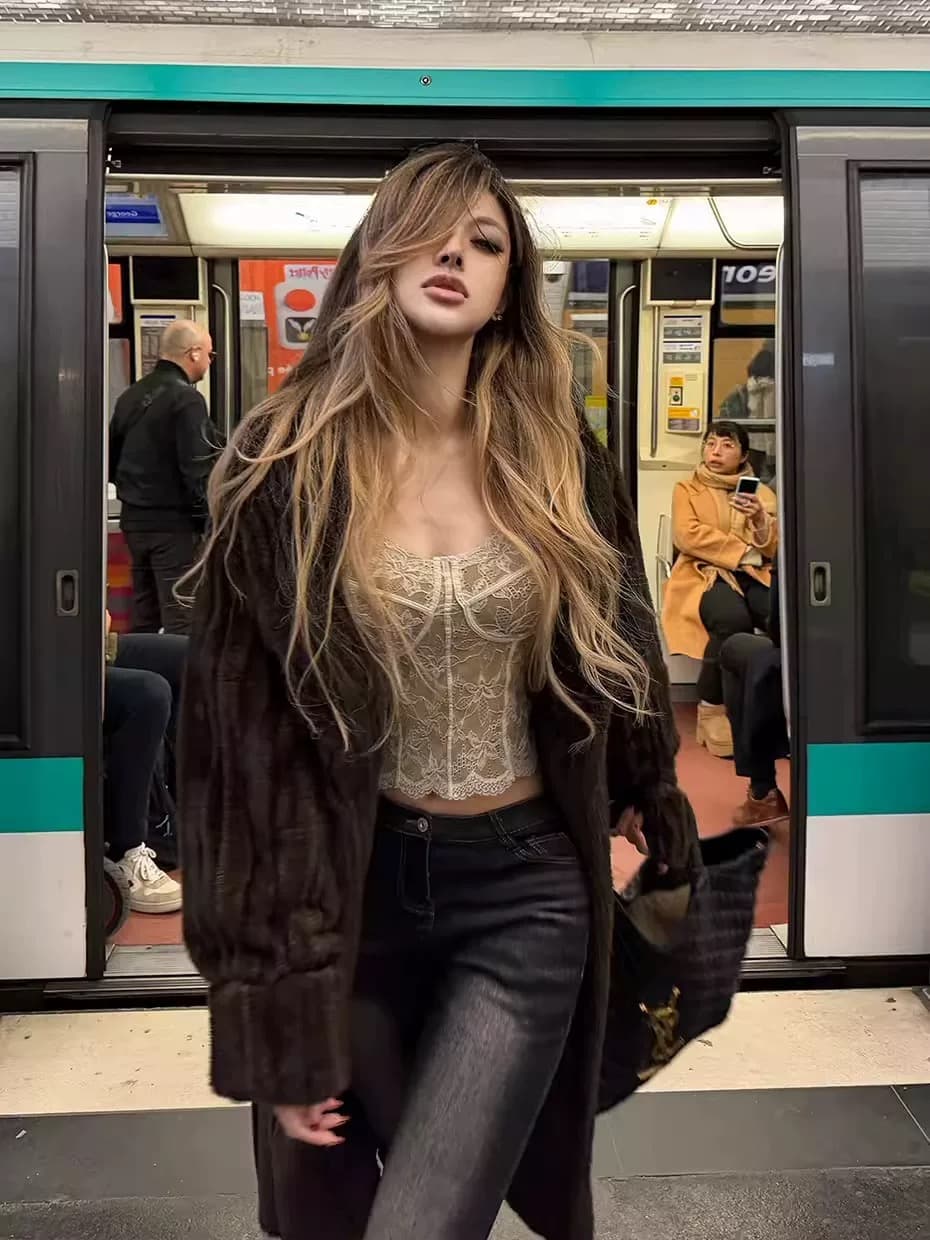 레이스 생선뼈 코르셋 아름다움 뒤로 인사이드 가져 가라. 작은 슬링 조끼 여성 가을 겨울 연삭 털 보온 순수한 욕망 핫걸 만나는 맨위 상세 이미지 3