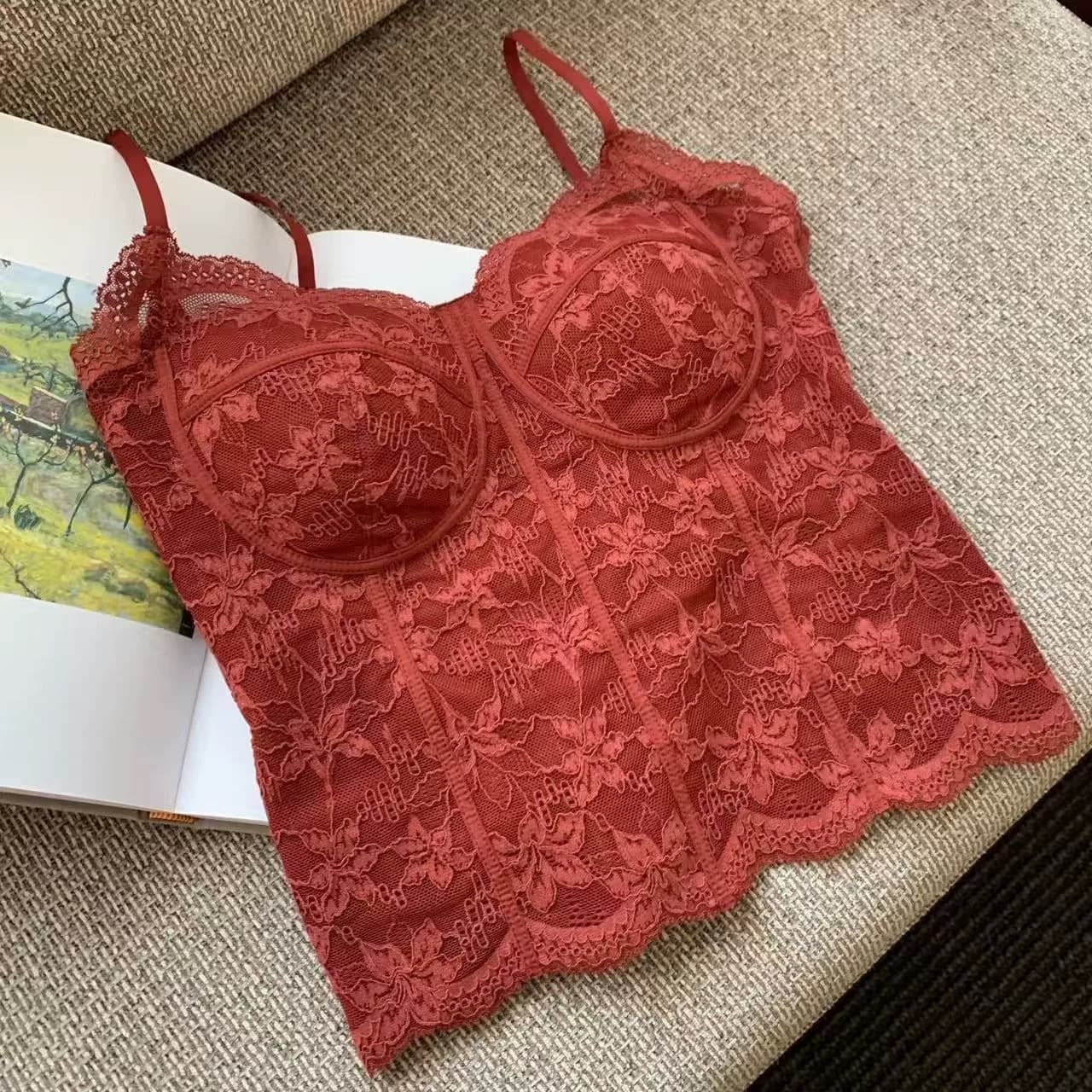 순수한 욕망 바람 레이스 연삭 털 보온 벨트 가슴 패드 캐미솔 수 있습니다. 외출용 몸매 가꾸기 슬림해 보이는 인사이드 가져 가라. 만나는 맨위 상세 이미지 1
