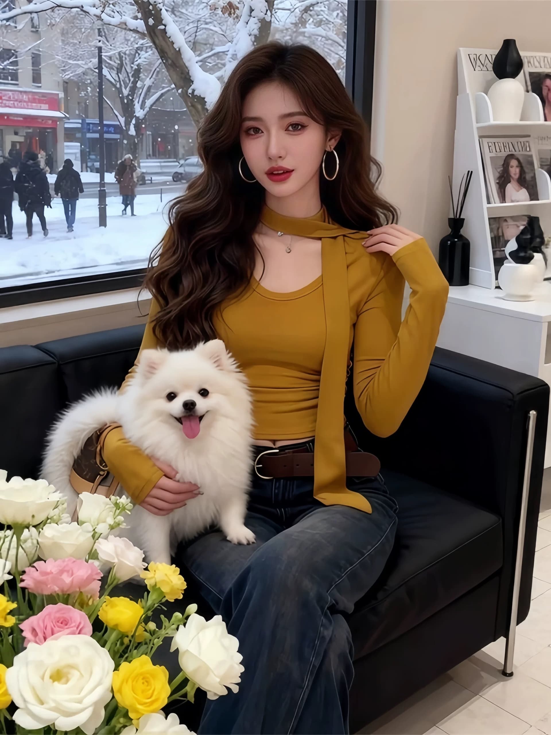순수한 욕망 핫걸 바람 u 칼라 리본 긴팔 티셔츠 여성 가을 겨울 새로운 몸매 가꾸기 슬림해 보이는 털이 있는 기본 셔츠 작은 대중 맨위 이미지 2