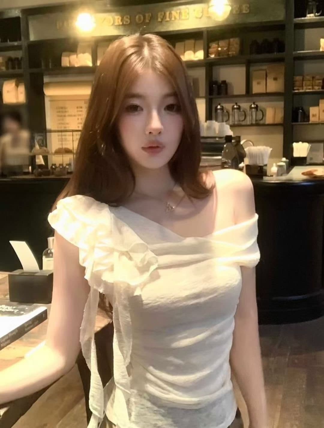 순수한 욕망 섹시함 비스듬한 칼라 꽃 리본 반팔 티셔츠 여성 여름 허리 수축 주름 조끼 부드러운 몸매 가꾸기 슬림해 보이는 맨위