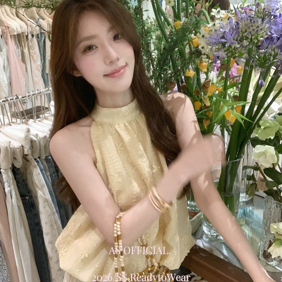 as official- 한 부서 달콤한 욕망 핫걸 섹시함 행침 목 디자인 센스 자카드 슬림해 보이는 다용도 조끼 작은 셔츠 여성 상세 이미지 1
