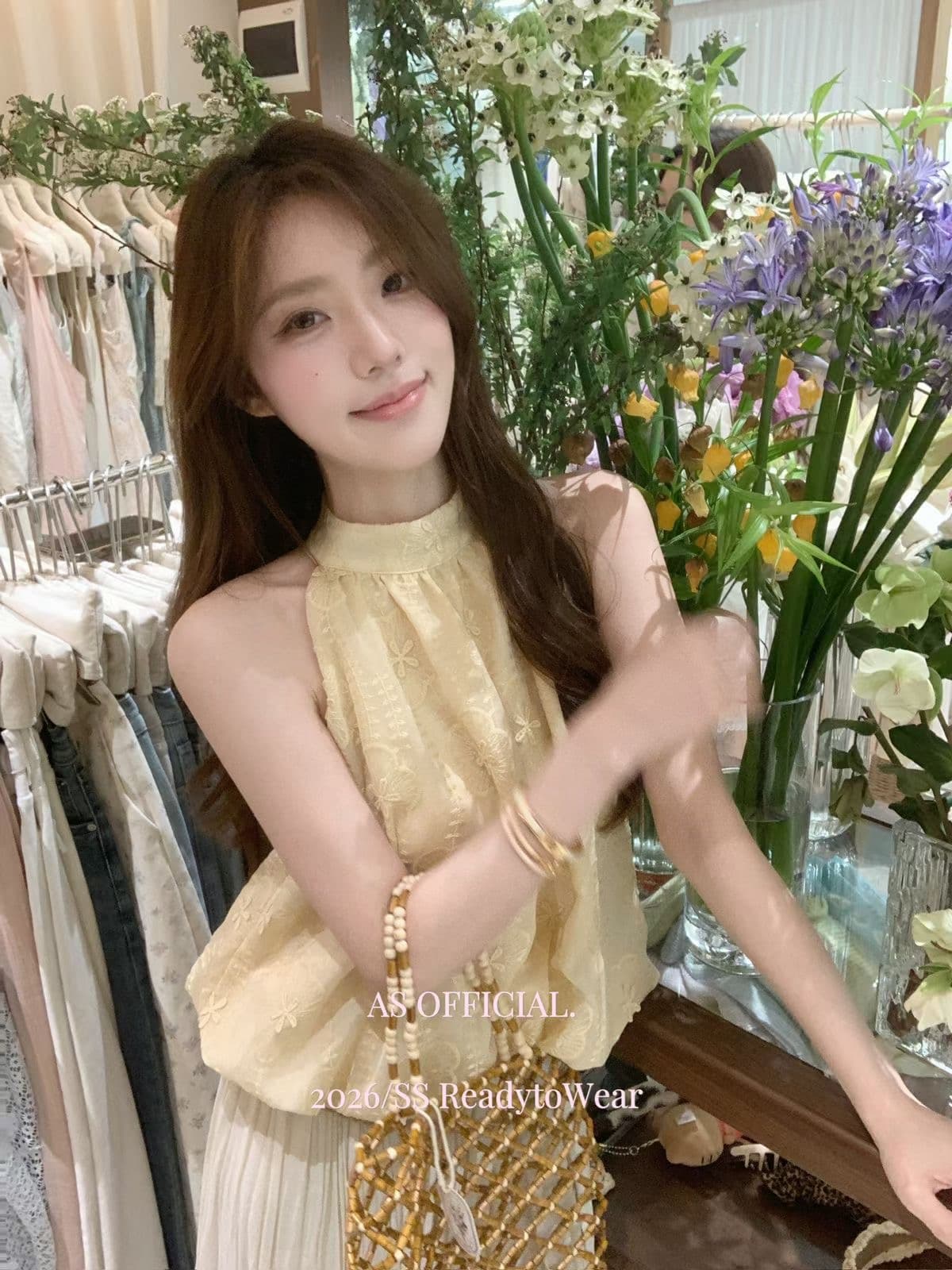 as official- 한 부서 달콤한 욕망 핫걸 섹시함 행침 목 디자인 센스 자카드 슬림해 보이는 다용도 조끼 작은 셔츠 여성 상세 이미지 3