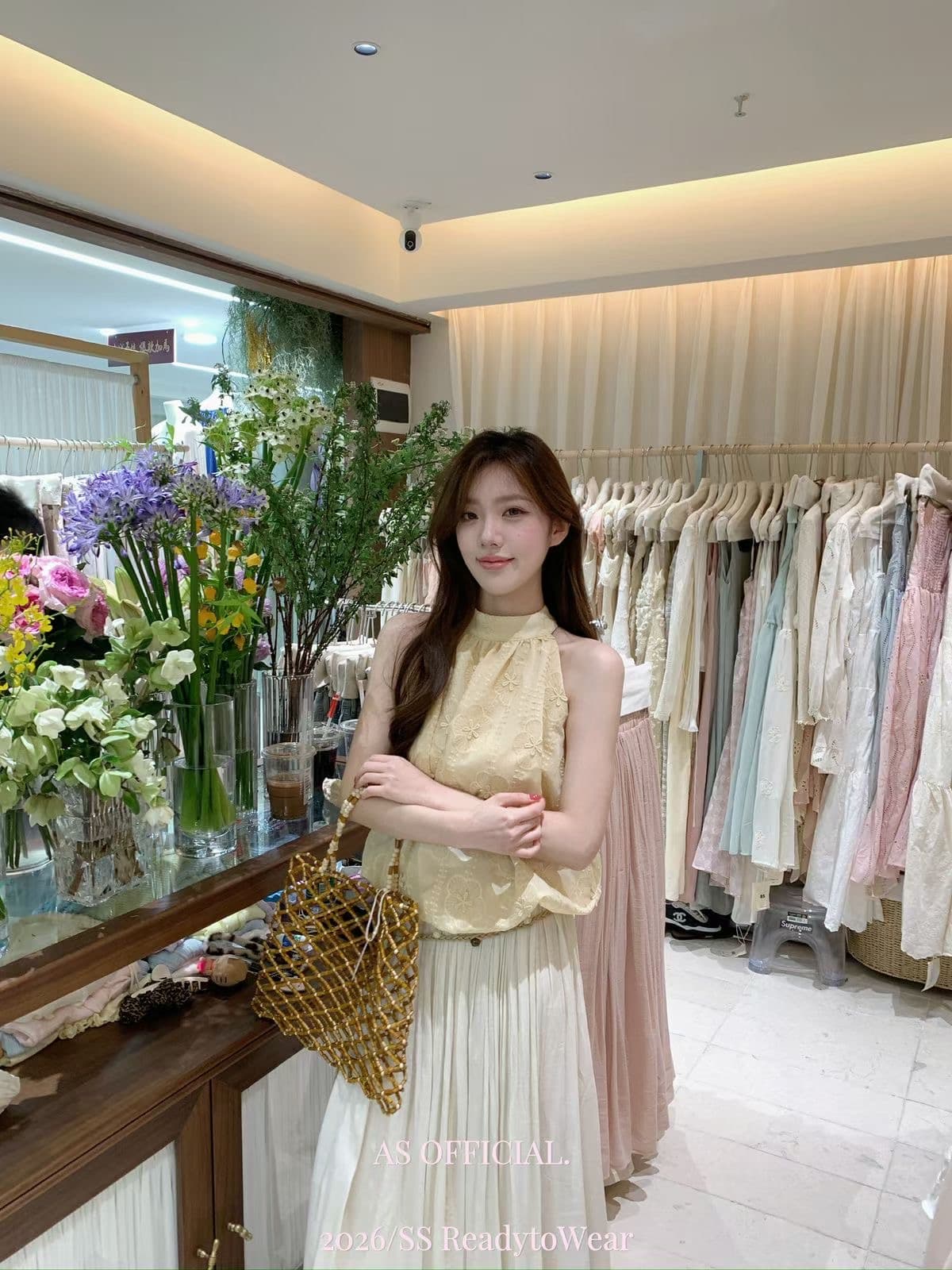 as official- 한 부서 달콤한 욕망 핫걸 섹시함 행침 목 디자인 센스 자카드 슬림해 보이는 다용도 조끼 작은 셔츠 여성 상세 이미지 5