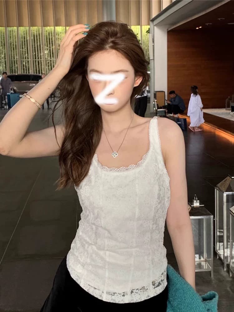 u 칼라 순수한 욕망 바람 섹시함 레이스 캐미솔 2026 봄 새로운 몸매 가꾸기 민소매 맨위 상세 이미지 8