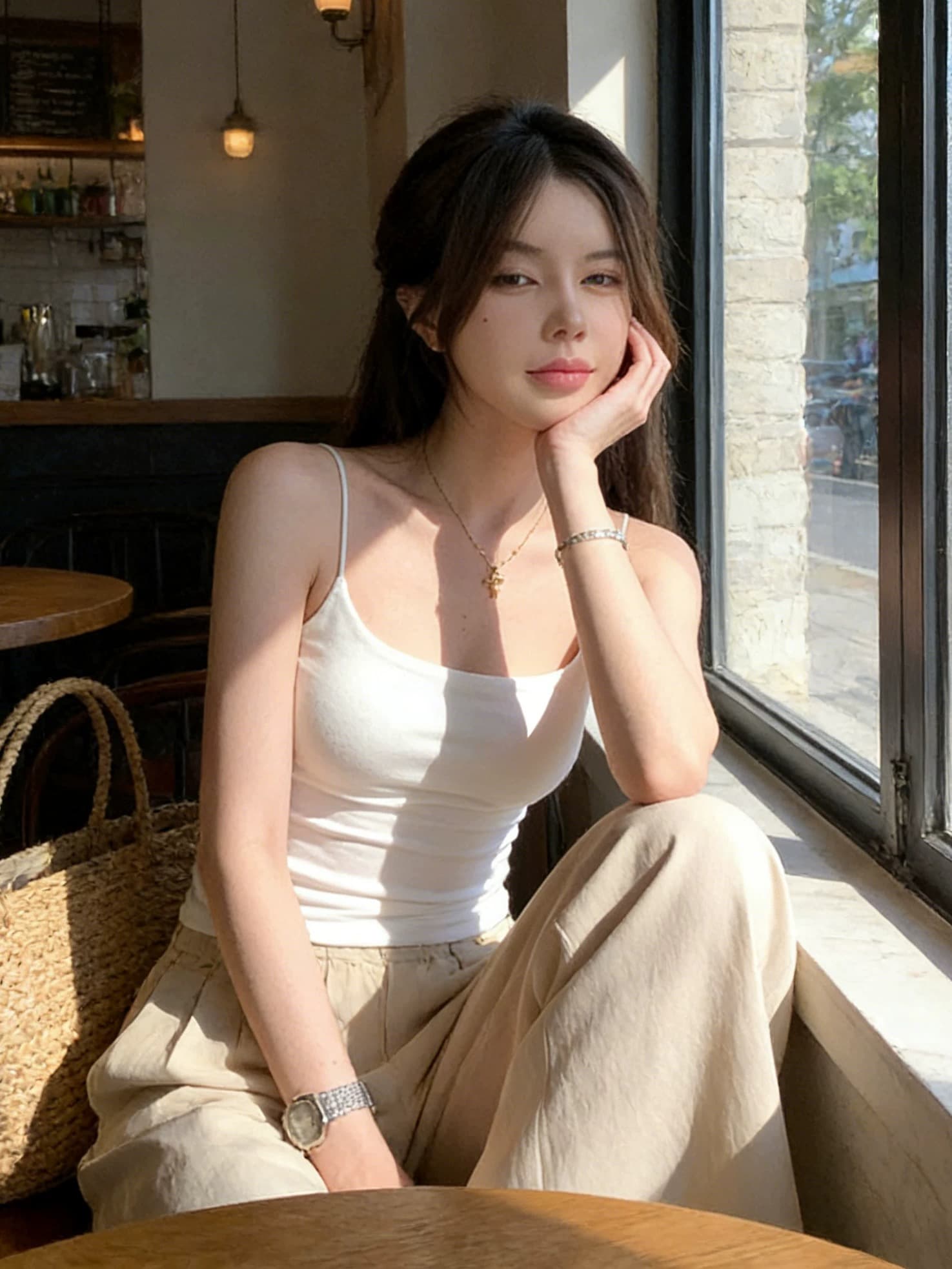 핫걸 섹시함 화이트 캐미솔 여름 2025 새로운 인사이드 가져 가라. 만나는 아름다움 뒤로 프랑스식 민소매 쇼트 스타일 맨위 이미지 2