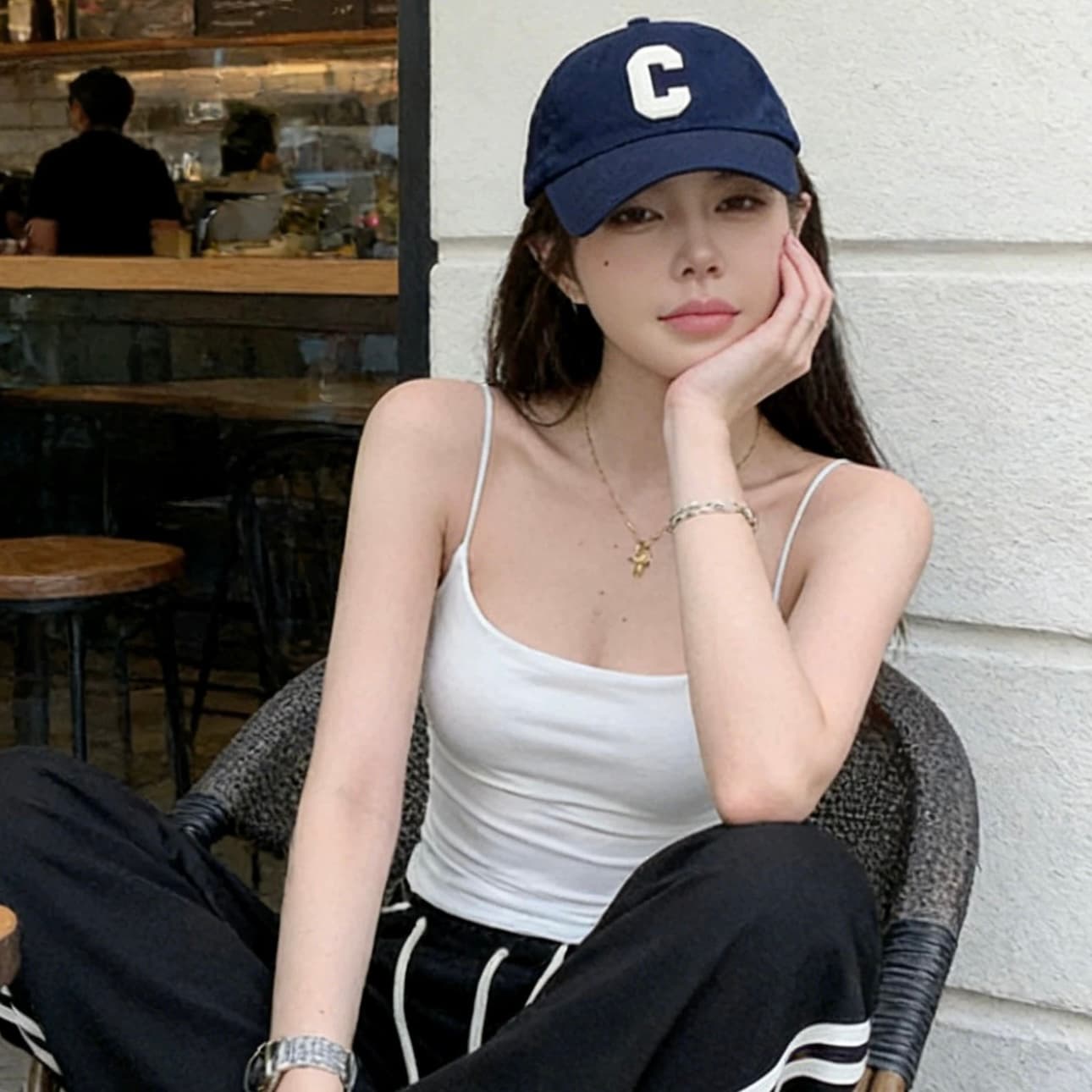 핫걸 섹시함 화이트 캐미솔 여름 2025 새로운 인사이드 가져 가라. 만나는 아름다움 뒤로 프랑스식 민소매 쇼트 스타일 맨위 상세 이미지 1