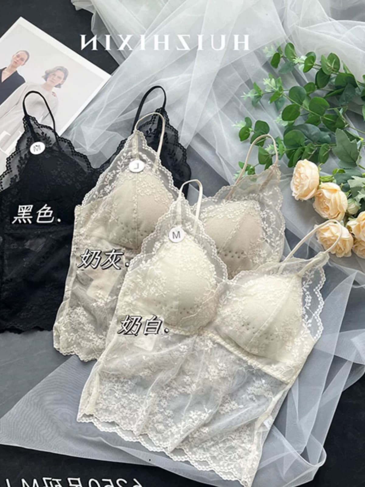 프랑스식 레이스 홀로우 아웃 아름다움 뒤로 작은 슬링 속옷 여성 봄 여름 벨트 가슴 패드 브래지어 하나 컵 안쪽 가져 가라. 만나는 속옷