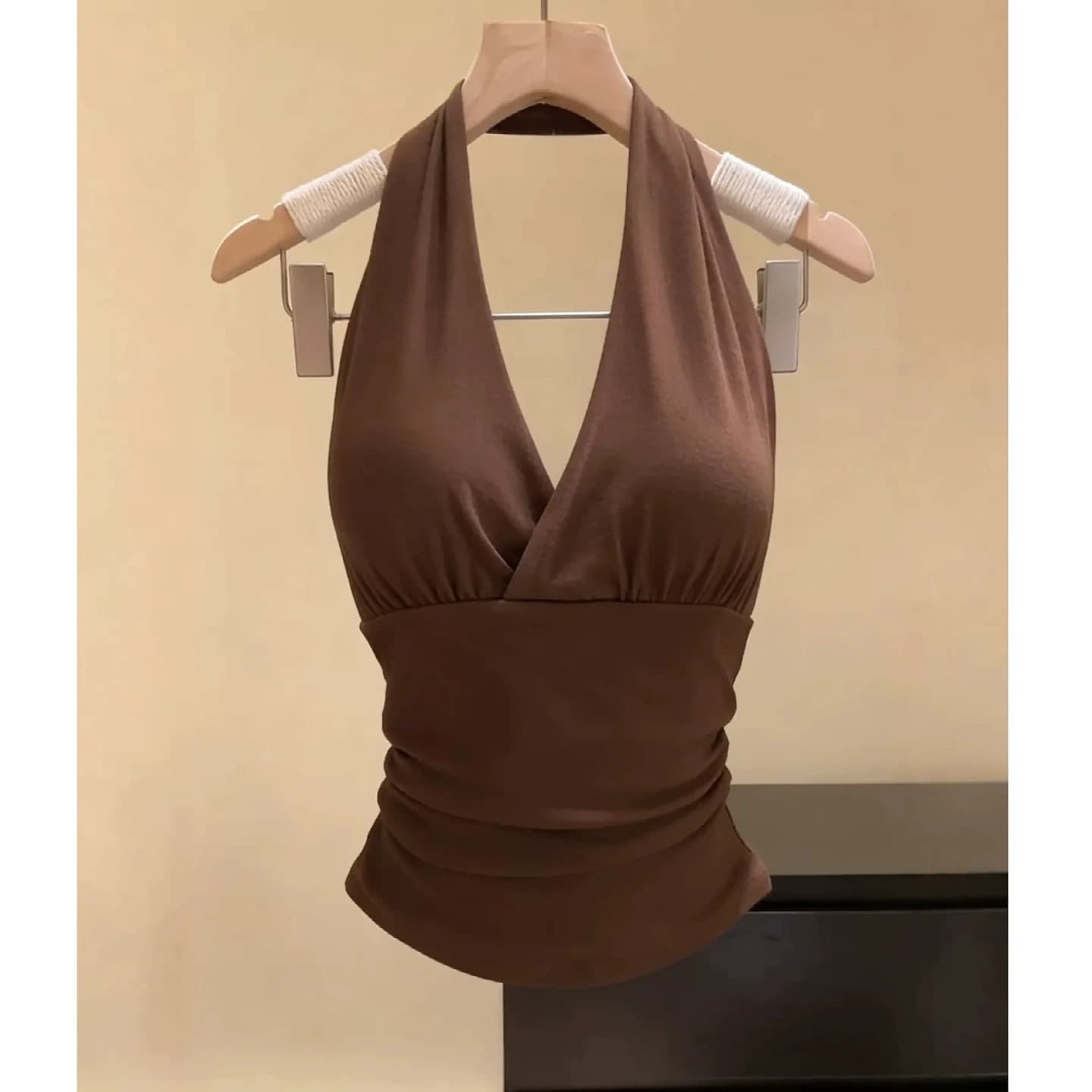 폭발 추천 다시 욕망 다시 청각 장애인 행침 목 V넥 백리스 캐미솔 벨트 가슴 패드 몸매 가꾸기 섹시함 맨위 이미지 5