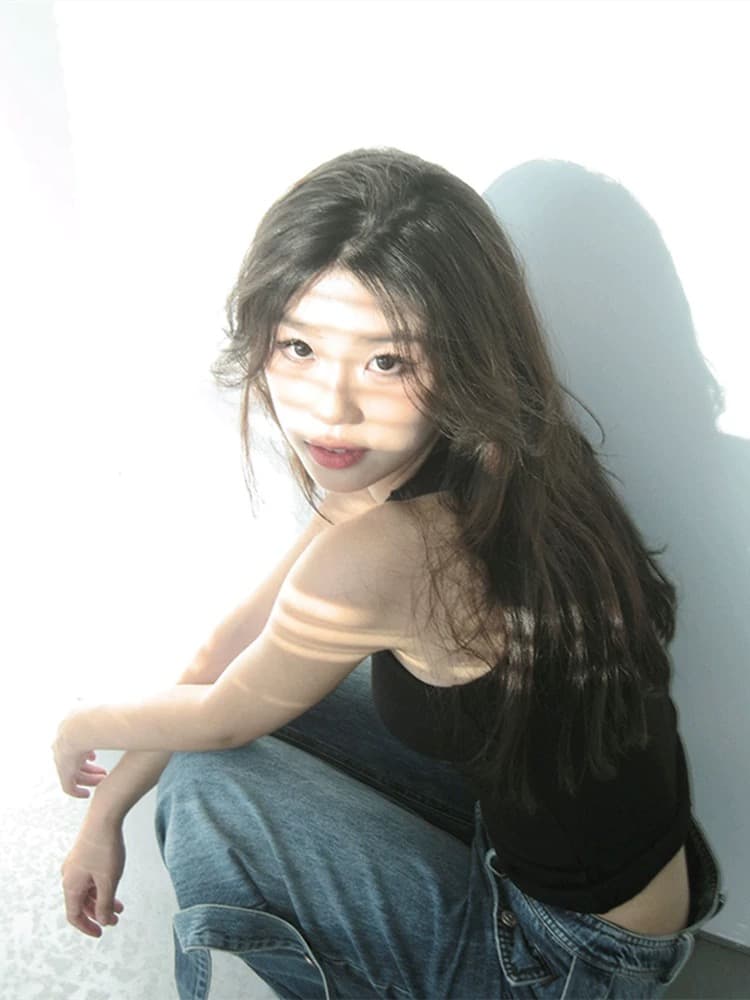 검정색 광장 칼라 쇄골 캐미솔 여름 새로운 외출용 몸매 가꾸기 순수한 욕망 바람 핫걸 맨위 만나는 아름다움 뒤로 상세 이미지 5