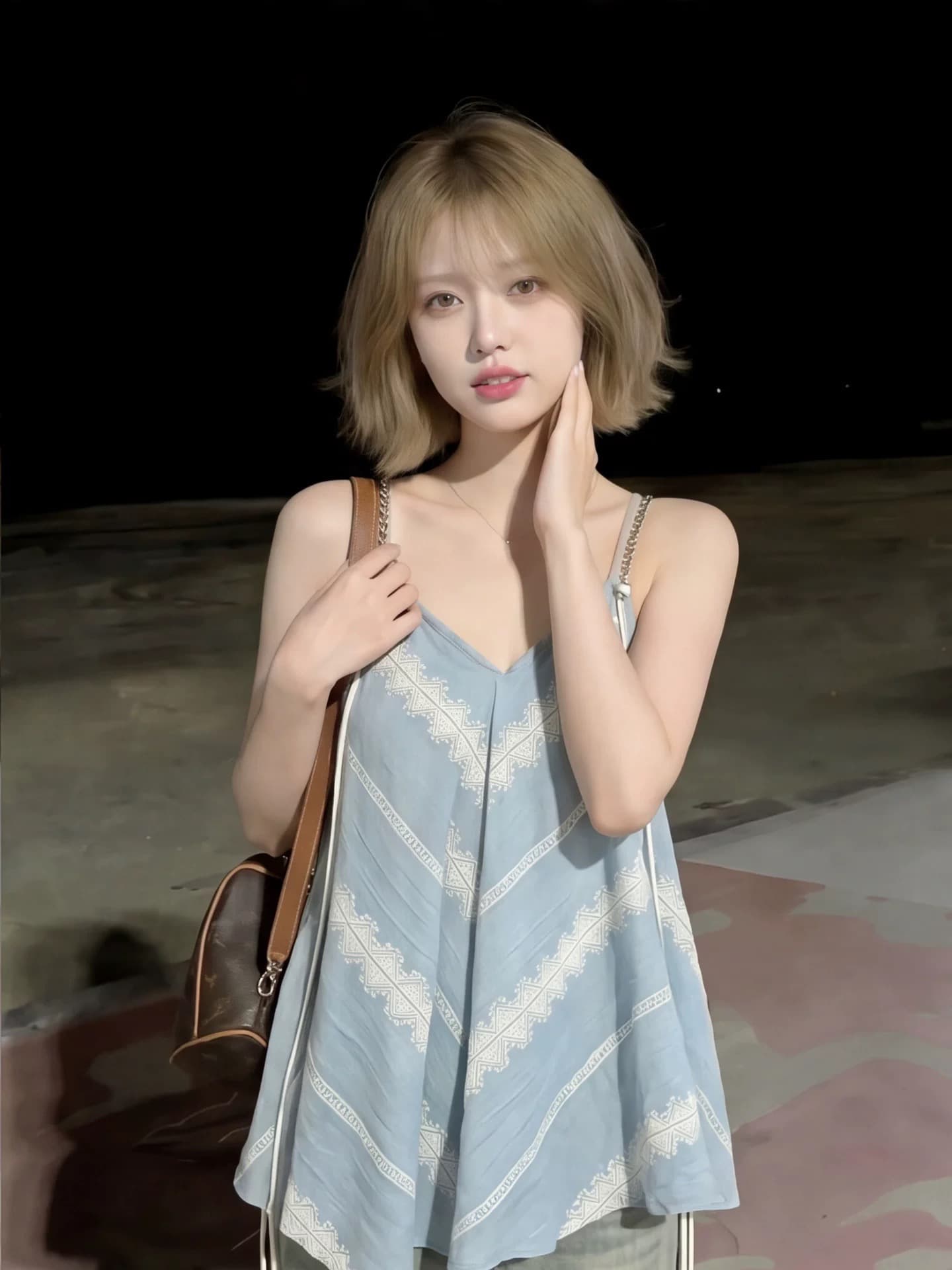 해변가 휴가 바람이 아닙니다. 규칙 V넥 캐미솔 여름 달콤함 자수 어깨 민소매 인형 셔츠 맨위 상세 이미지 2