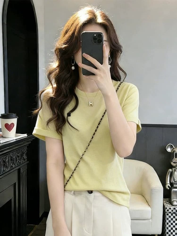 눈꽃 면 황색 반팔 티셔츠 부유 한 가족 천 골드 품격 옷 2026 년 여름 루즈핏 슬림해 보이는 캐주얼 맨위 이미지 3