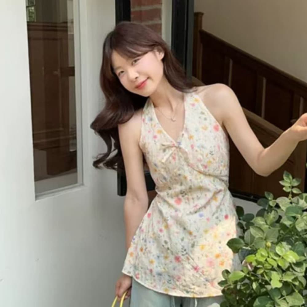행침 목 스트랩 자수 조끼 꽃무늬 셔츠 여성 의류 2026 이른 봄 새로운 한국 스타일 품격 외국 가스 민소매 맨위 상세 이미지 2