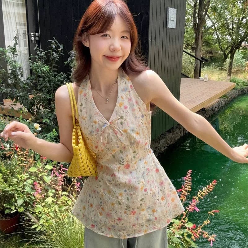 행침 목 스트랩 자수 조끼 꽃무늬 셔츠 여성 의류 2026 이른 봄 새로운 한국 스타일 품격 외국 가스 민소매 맨위 상세 이미지 5