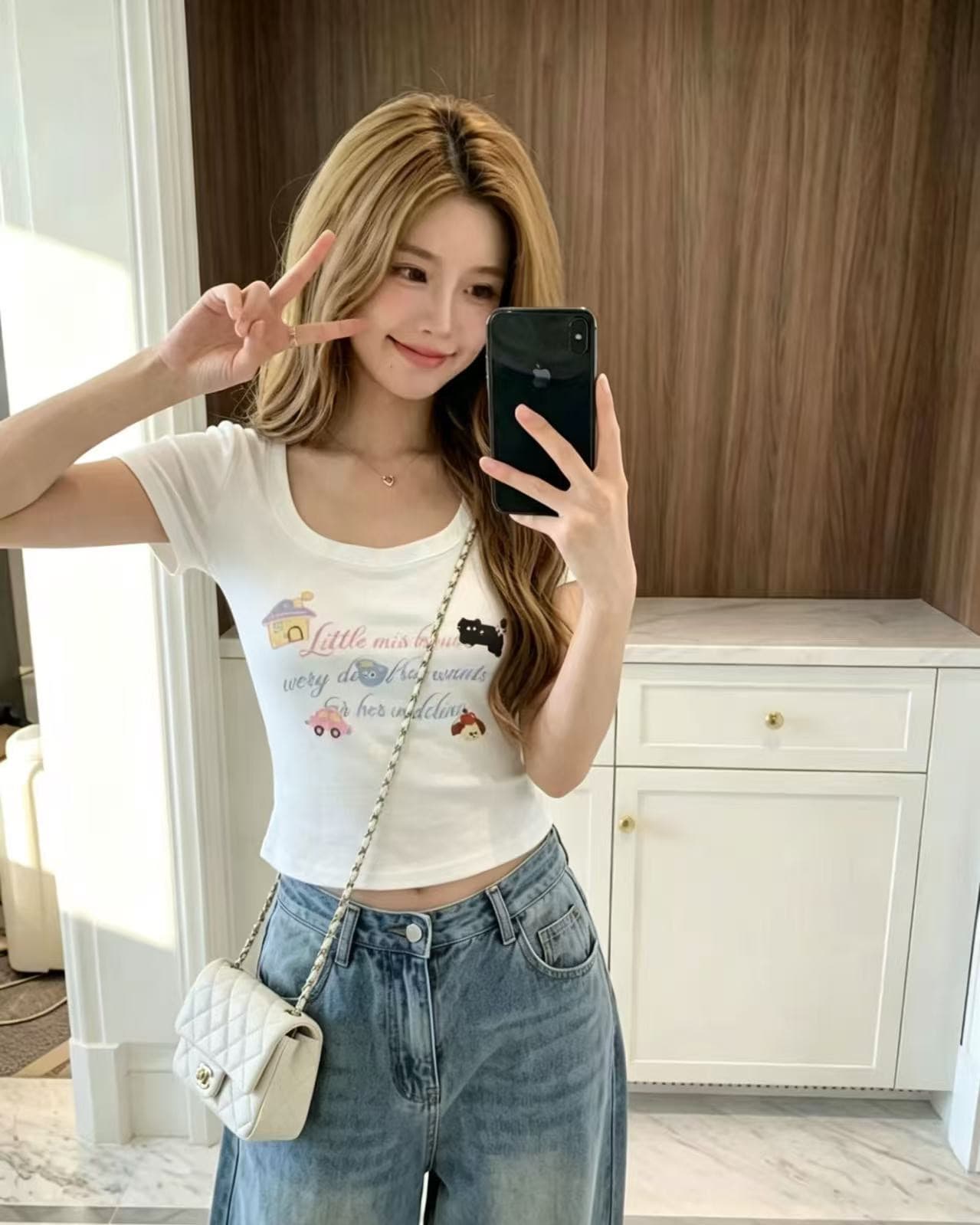 도파민 착용 가져 가라. u 칼라 긍정적 인 어깨 쇼트 스타일 티셔츠 소녀 여름 인사이드 가져 가라. 몸매 가꾸기 슬림해 보이는 디자인 센스 맨위 작은 키 상세 이미지 4
