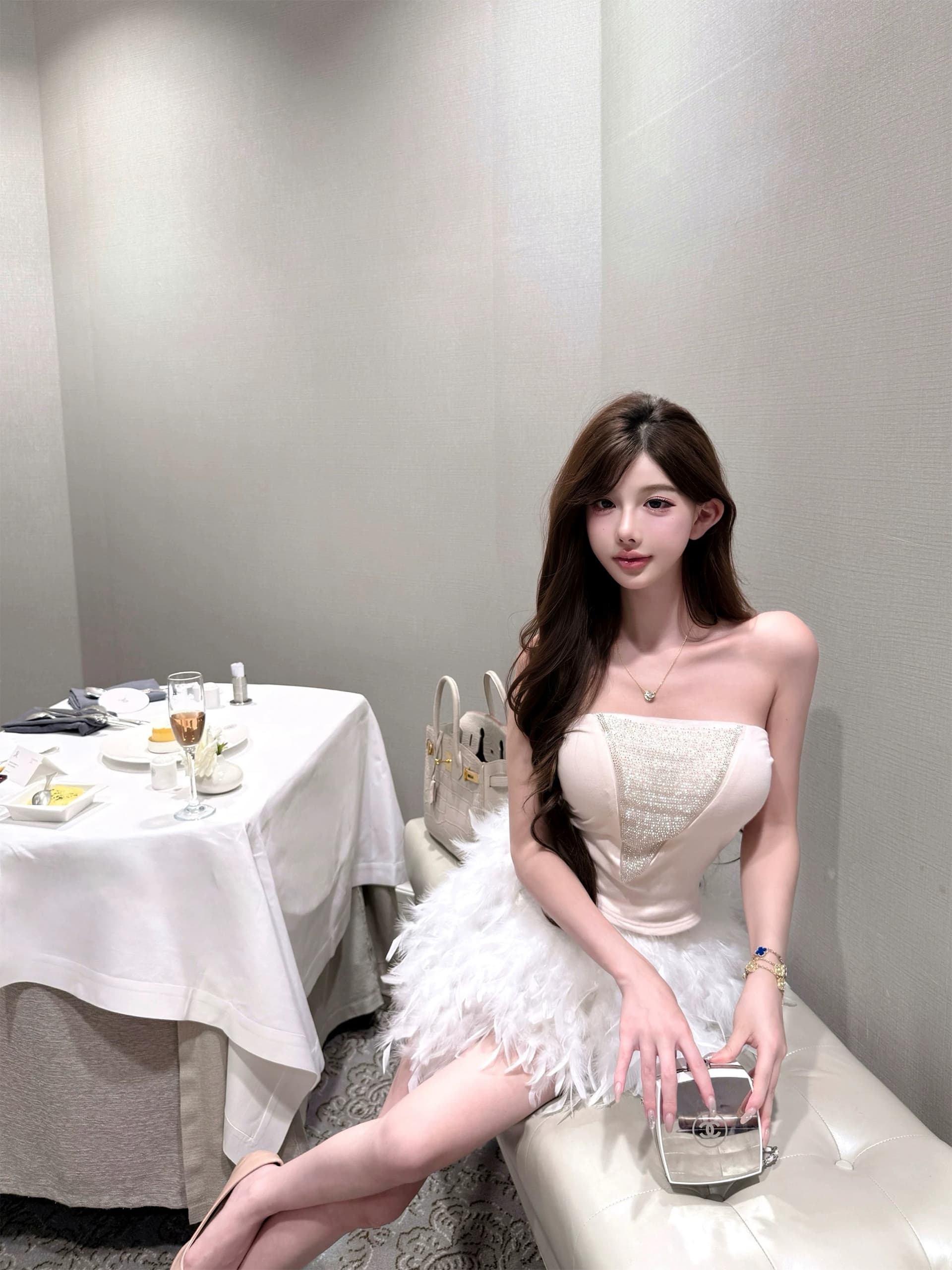 luna 루 Na 313 신제품 반짝임 튜브탑 순수한 욕망 바람 섹시함 몸매 가꾸기 맨위 나만의 것을 가져와 라. 가슴 패드 상세 이미지 6