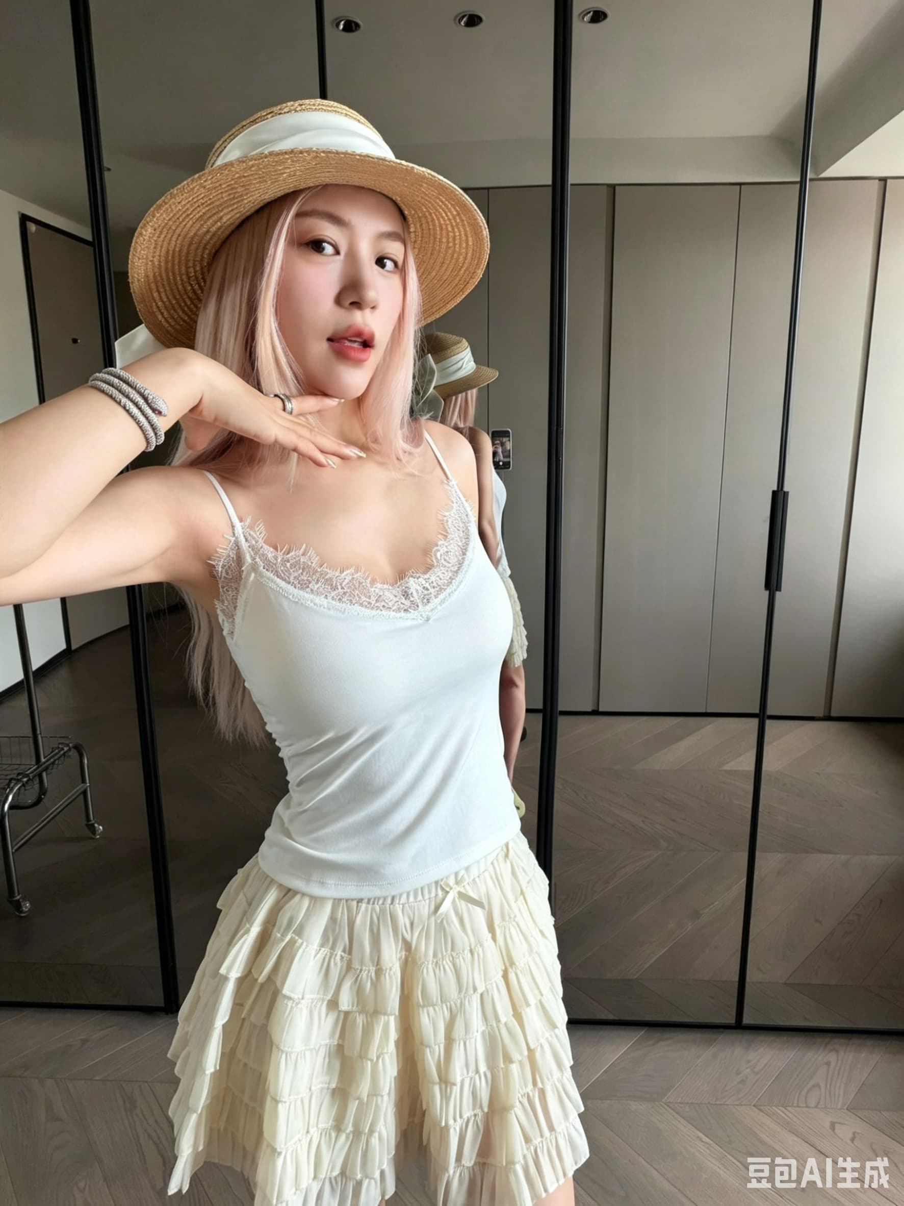 한 부서 달콤함 레이스 V넥 2026 아름다움 뒤로 작은 슬링 여성 몸매 가꾸기 슬림해 보이는 벨트 가슴 패드 외출용 만나는 조끼 이미지 2