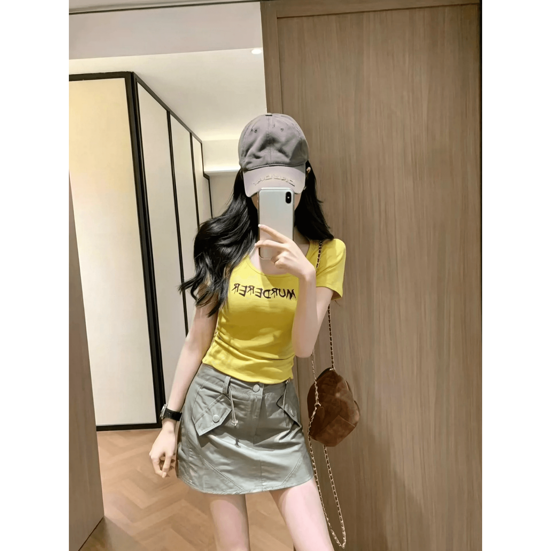 아메리칸 순수한 욕망 핫걸 알파벳 프린트 u 칼라 홀로우 아웃 백리스 반팔 티셔츠 여성 여름 주름 허리 수축 슬림해 보이는 맨위 이미지 5